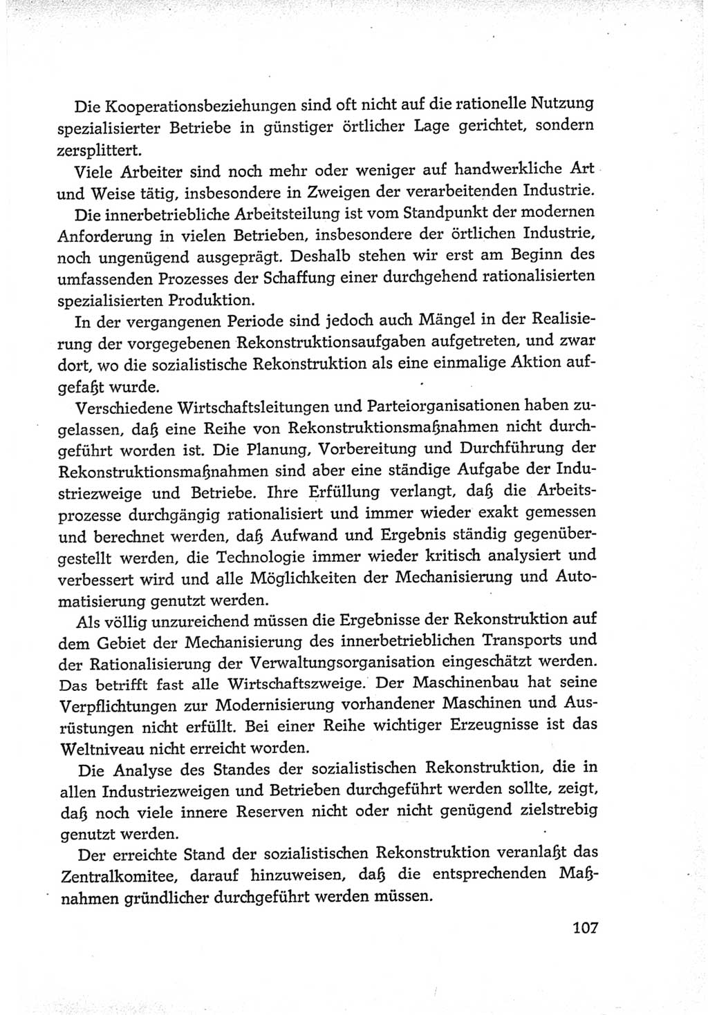 Protokoll der Verhandlungen des Ⅵ. Parteitages der Sozialistischen Einheitspartei Deutschlands (SED) [Deutsche Demokratische Republik (DDR)] 1963, Band Ⅳ, Seite 107 (Prot. Verh. Ⅵ. PT SED DDR 1963, Bd. Ⅳ, S. 107)