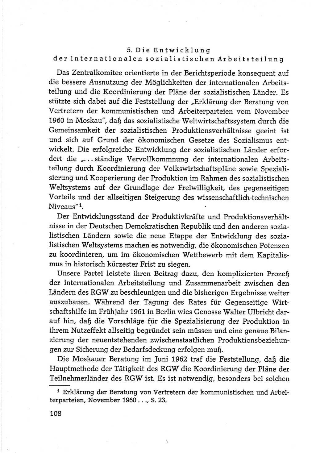 Protokoll der Verhandlungen des Ⅵ. Parteitages der Sozialistischen Einheitspartei Deutschlands (SED) [Deutsche Demokratische Republik (DDR)] 1963, Band Ⅳ, Seite 108 (Prot. Verh. Ⅵ. PT SED DDR 1963, Bd. Ⅳ, S. 108)