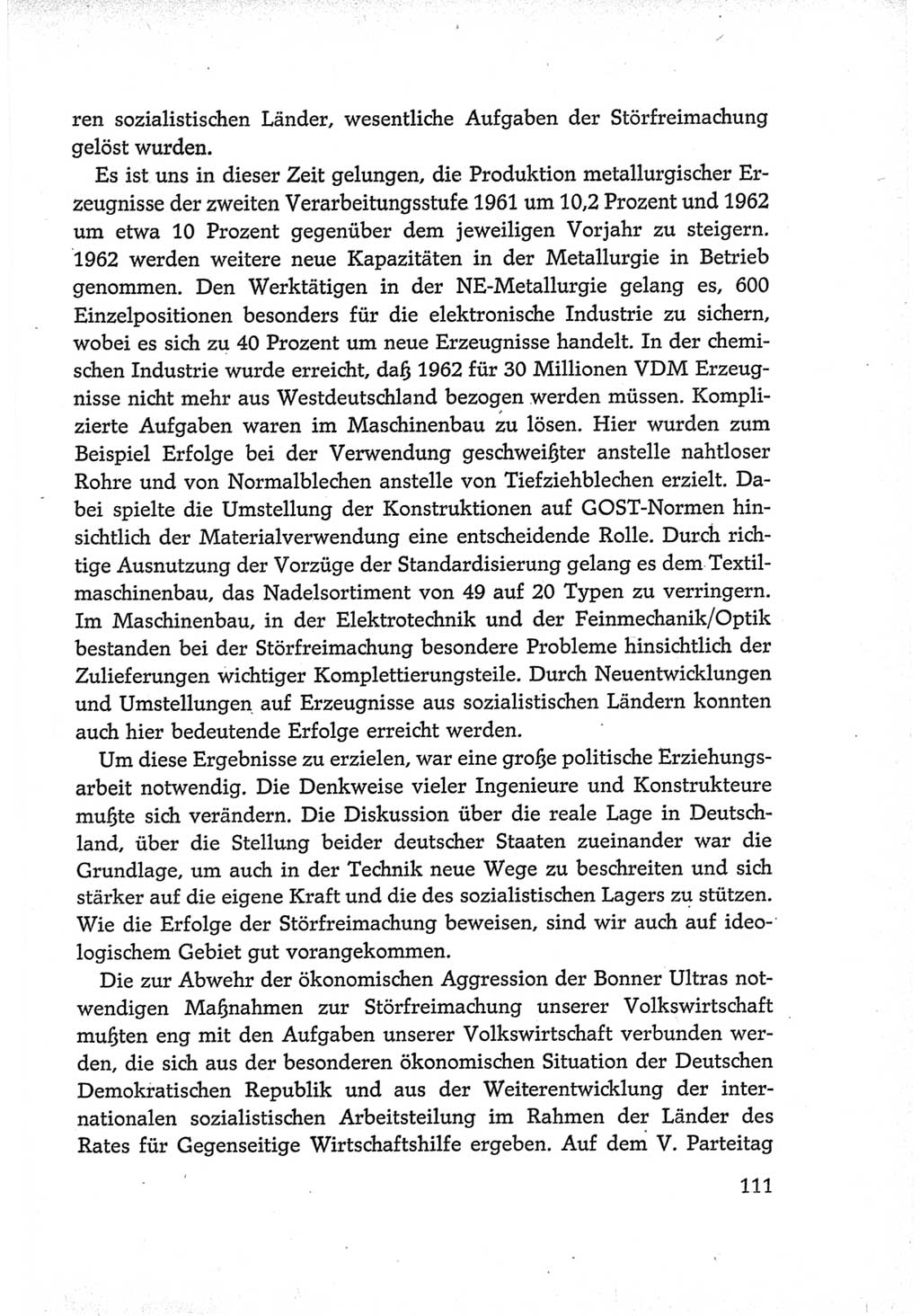 Protokoll der Verhandlungen des Ⅵ. Parteitages der Sozialistischen Einheitspartei Deutschlands (SED) [Deutsche Demokratische Republik (DDR)] 1963, Band Ⅳ, Seite 111 (Prot. Verh. Ⅵ. PT SED DDR 1963, Bd. Ⅳ, S. 111)