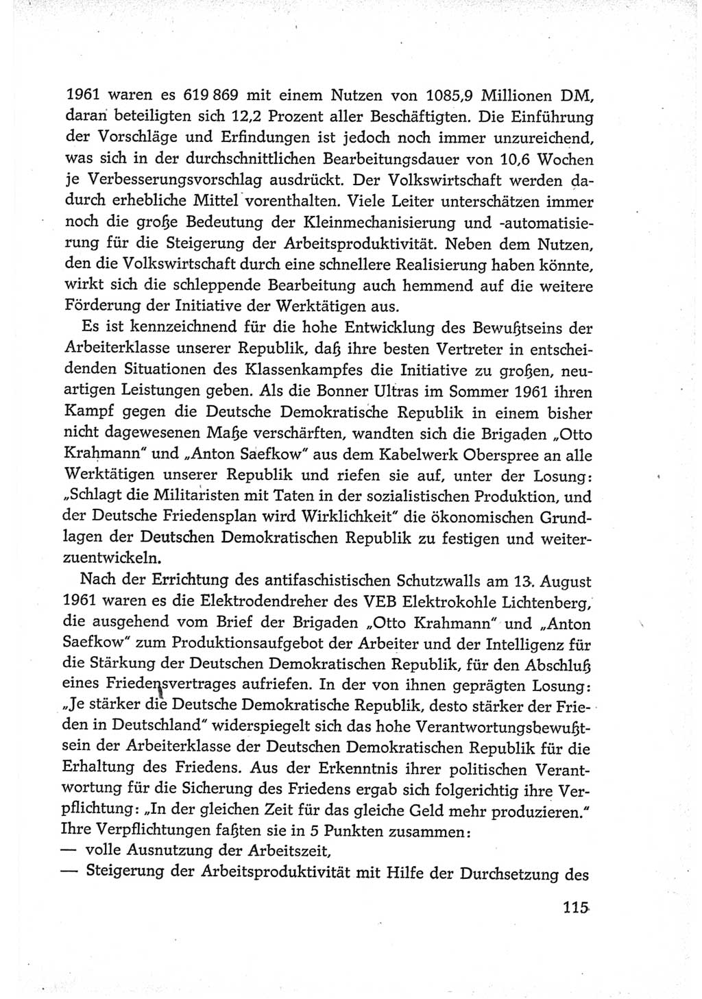 Protokoll der Verhandlungen des Ⅵ. Parteitages der Sozialistischen Einheitspartei Deutschlands (SED) [Deutsche Demokratische Republik (DDR)] 1963, Band Ⅳ, Seite 115 (Prot. Verh. Ⅵ. PT SED DDR 1963, Bd. Ⅳ, S. 115)