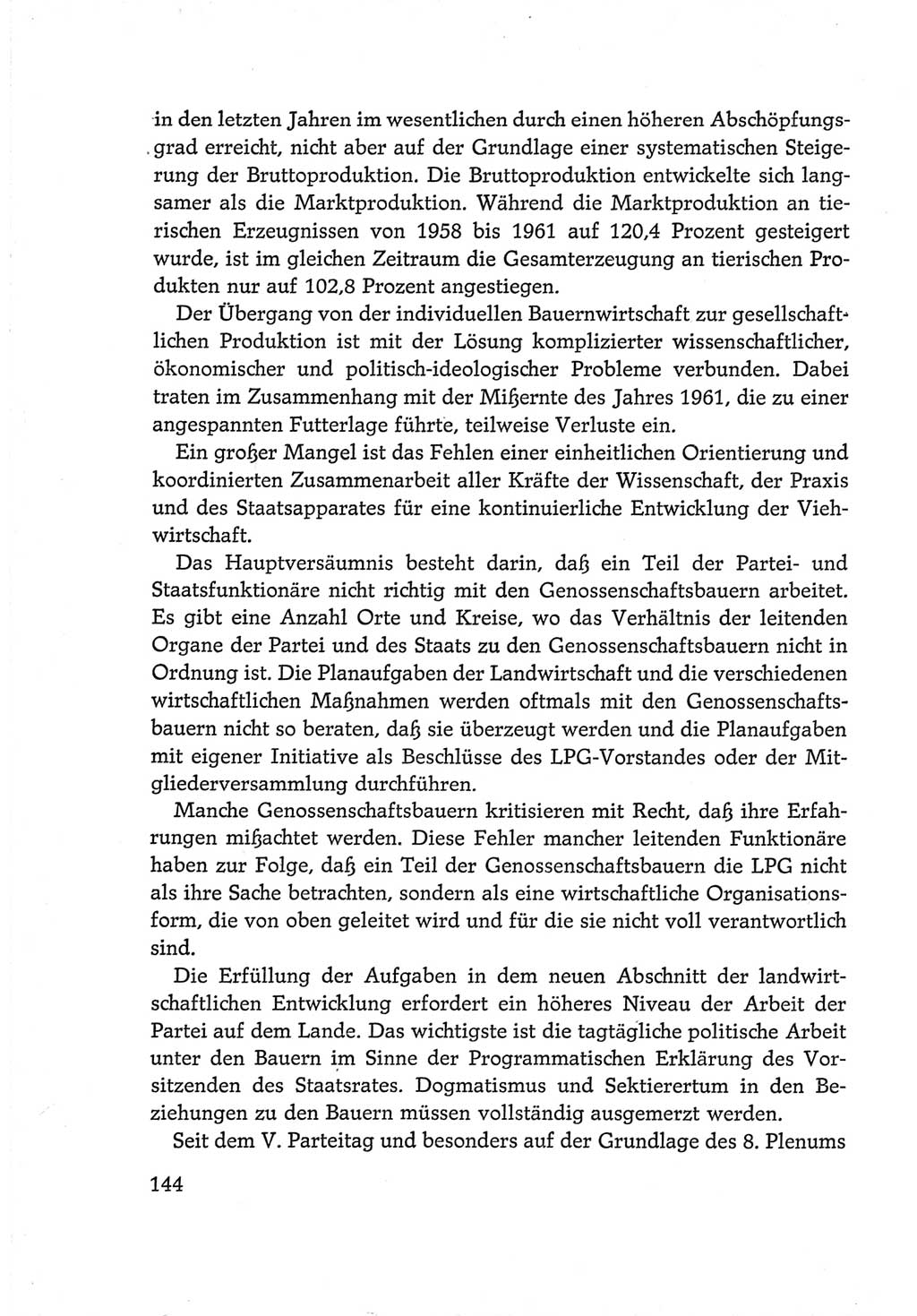 Protokoll der Verhandlungen des Ⅵ. Parteitages der Sozialistischen Einheitspartei Deutschlands (SED) [Deutsche Demokratische Republik (DDR)] 1963, Band Ⅳ, Seite 144 (Prot. Verh. Ⅵ. PT SED DDR 1963, Bd. Ⅳ, S. 144)