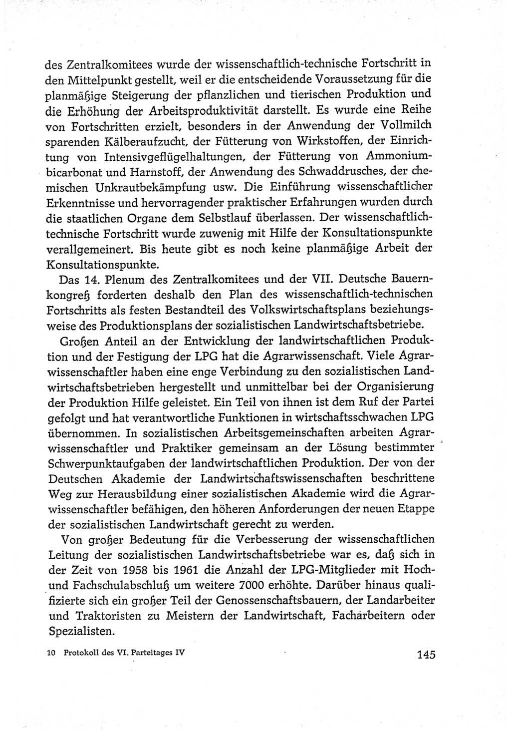 Protokoll der Verhandlungen des Ⅵ. Parteitages der Sozialistischen Einheitspartei Deutschlands (SED) [Deutsche Demokratische Republik (DDR)] 1963, Band Ⅳ, Seite 145 (Prot. Verh. Ⅵ. PT SED DDR 1963, Bd. Ⅳ, S. 145)