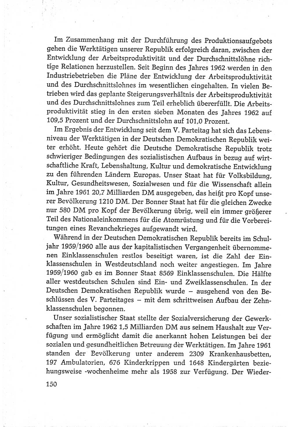 Protokoll der Verhandlungen des Ⅵ. Parteitages der Sozialistischen Einheitspartei Deutschlands (SED) [Deutsche Demokratische Republik (DDR)] 1963, Band Ⅳ, Seite 150 (Prot. Verh. Ⅵ. PT SED DDR 1963, Bd. Ⅳ, S. 150)