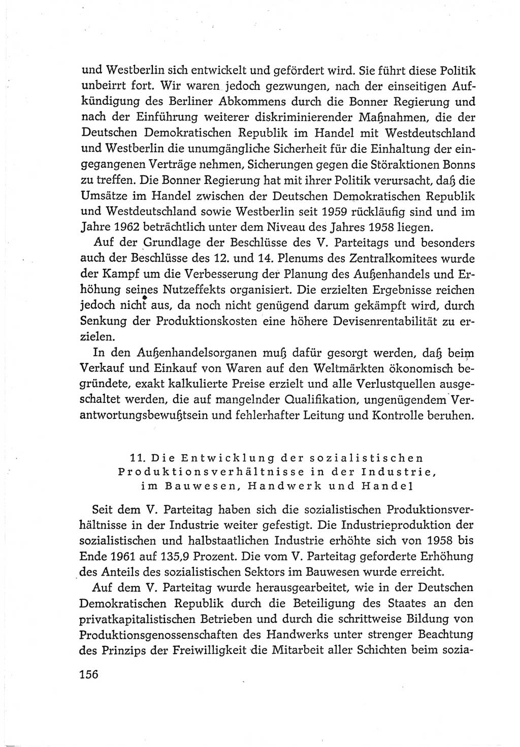 Protokoll der Verhandlungen des Ⅵ. Parteitages der Sozialistischen Einheitspartei Deutschlands (SED) [Deutsche Demokratische Republik (DDR)] 1963, Band Ⅳ, Seite 156 (Prot. Verh. Ⅵ. PT SED DDR 1963, Bd. Ⅳ, S. 156)