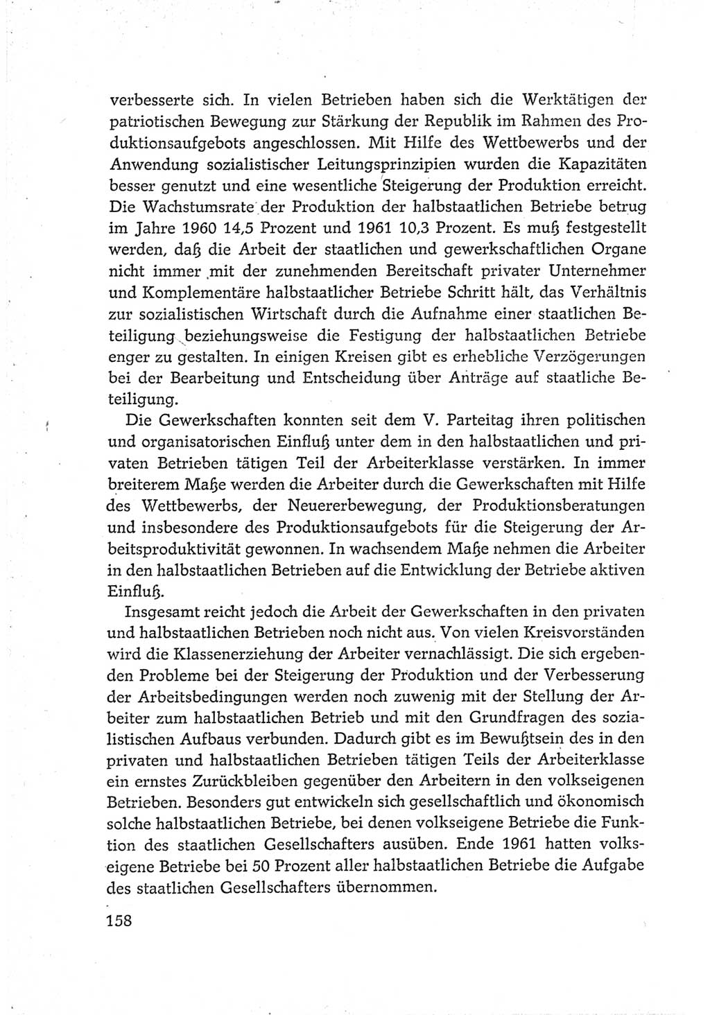 Protokoll der Verhandlungen des Ⅵ. Parteitages der Sozialistischen Einheitspartei Deutschlands (SED) [Deutsche Demokratische Republik (DDR)] 1963, Band Ⅳ, Seite 158 (Prot. Verh. Ⅵ. PT SED DDR 1963, Bd. Ⅳ, S. 158)