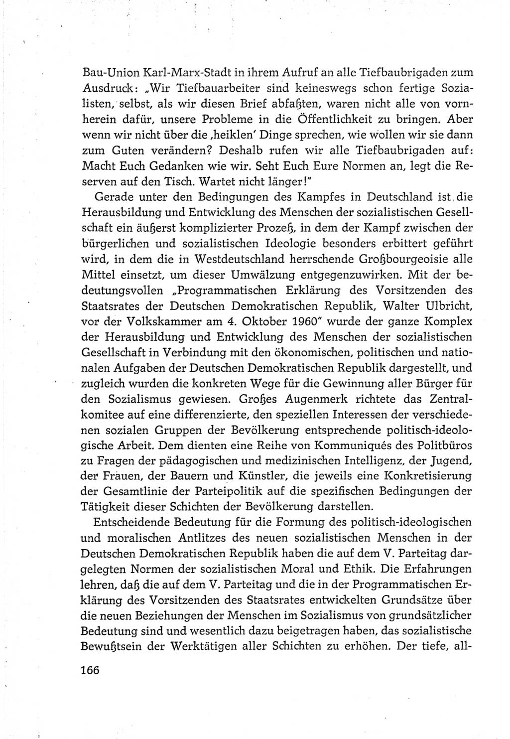 Protokoll der Verhandlungen des Ⅵ. Parteitages der Sozialistischen Einheitspartei Deutschlands (SED) [Deutsche Demokratische Republik (DDR)] 1963, Band Ⅳ, Seite 166 (Prot. Verh. Ⅵ. PT SED DDR 1963, Bd. Ⅳ, S. 166)