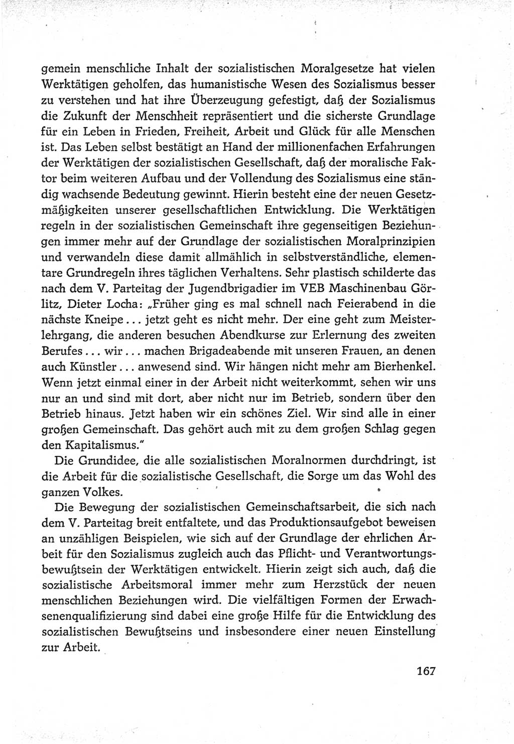 Protokoll der Verhandlungen des Ⅵ. Parteitages der Sozialistischen Einheitspartei Deutschlands (SED) [Deutsche Demokratische Republik (DDR)] 1963, Band Ⅳ, Seite 167 (Prot. Verh. Ⅵ. PT SED DDR 1963, Bd. Ⅳ, S. 167)