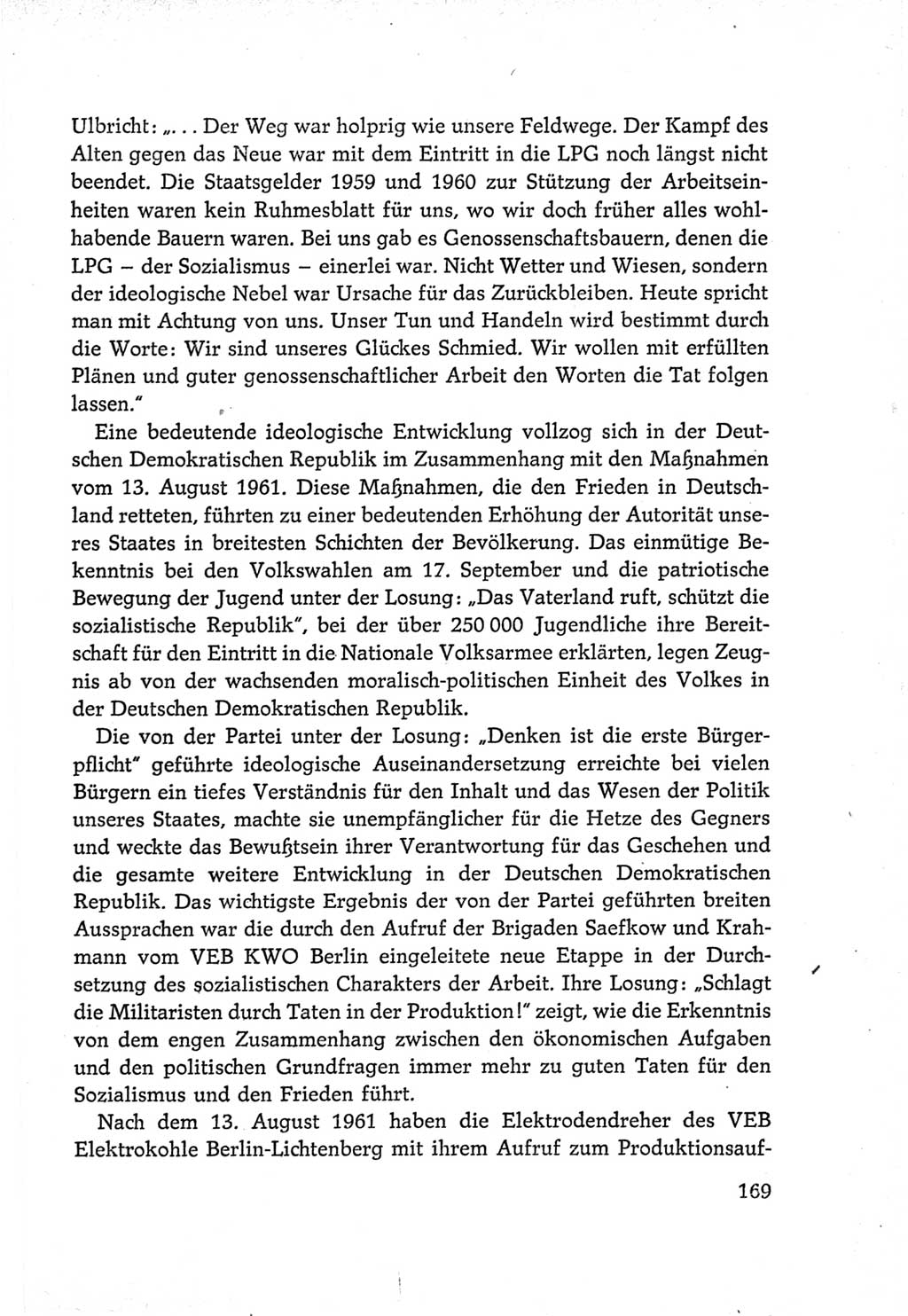 Protokoll der Verhandlungen des Ⅵ. Parteitages der Sozialistischen Einheitspartei Deutschlands (SED) [Deutsche Demokratische Republik (DDR)] 1963, Band Ⅳ, Seite 169 (Prot. Verh. Ⅵ. PT SED DDR 1963, Bd. Ⅳ, S. 169)