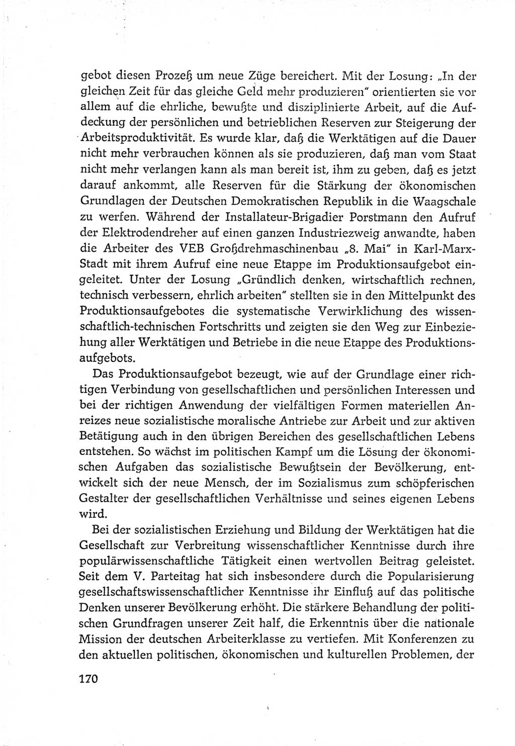 Protokoll der Verhandlungen des Ⅵ. Parteitages der Sozialistischen Einheitspartei Deutschlands (SED) [Deutsche Demokratische Republik (DDR)] 1963, Band Ⅳ, Seite 170 (Prot. Verh. Ⅵ. PT SED DDR 1963, Bd. Ⅳ, S. 170)