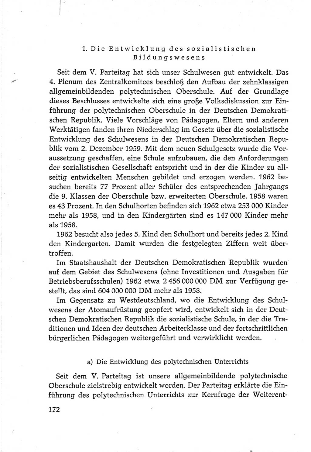 Protokoll der Verhandlungen des Ⅵ. Parteitages der Sozialistischen Einheitspartei Deutschlands (SED) [Deutsche Demokratische Republik (DDR)] 1963, Band Ⅳ, Seite 172 (Prot. Verh. Ⅵ. PT SED DDR 1963, Bd. Ⅳ, S. 172)