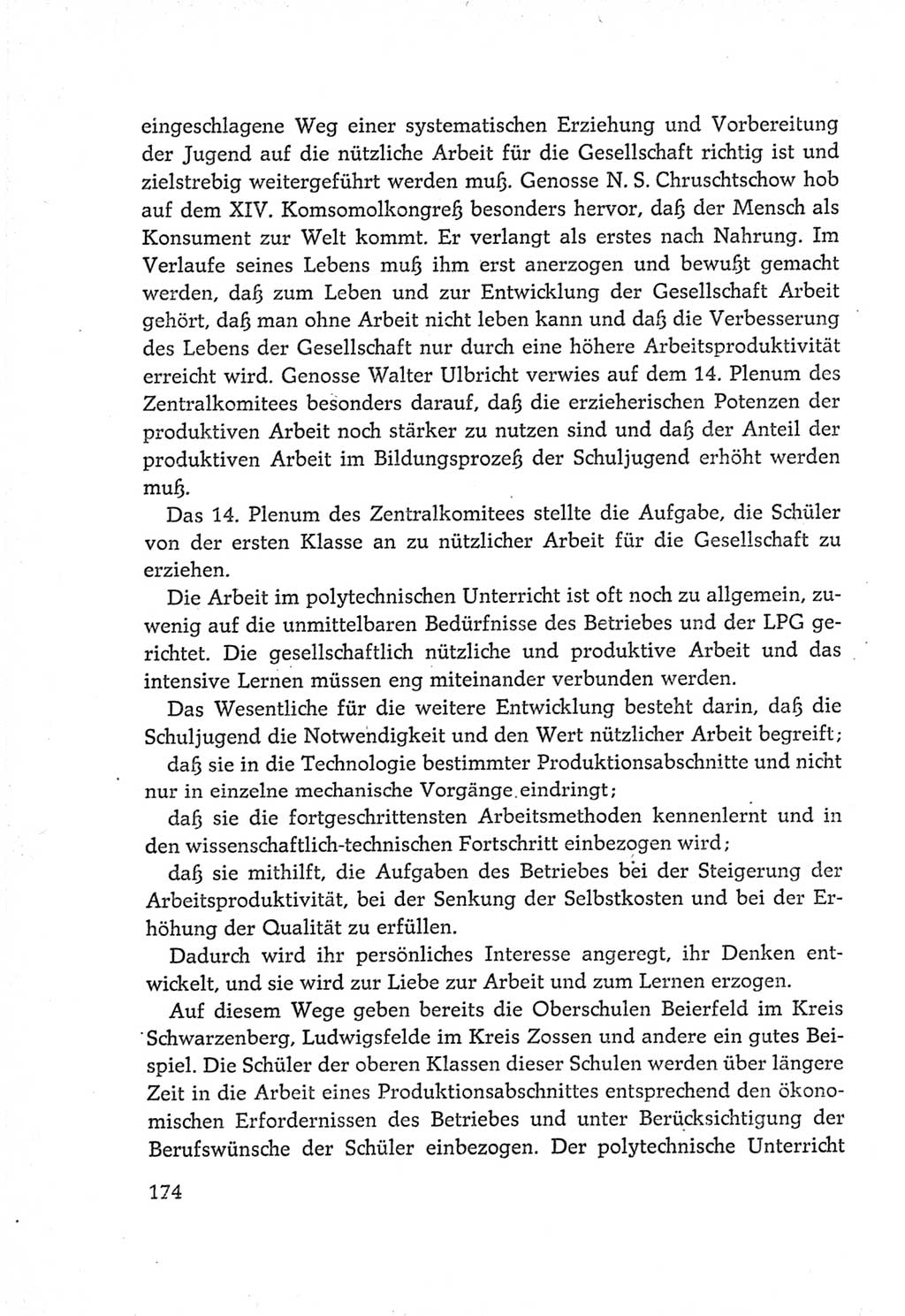 Protokoll der Verhandlungen des Ⅵ. Parteitages der Sozialistischen Einheitspartei Deutschlands (SED) [Deutsche Demokratische Republik (DDR)] 1963, Band Ⅳ, Seite 174 (Prot. Verh. Ⅵ. PT SED DDR 1963, Bd. Ⅳ, S. 174)