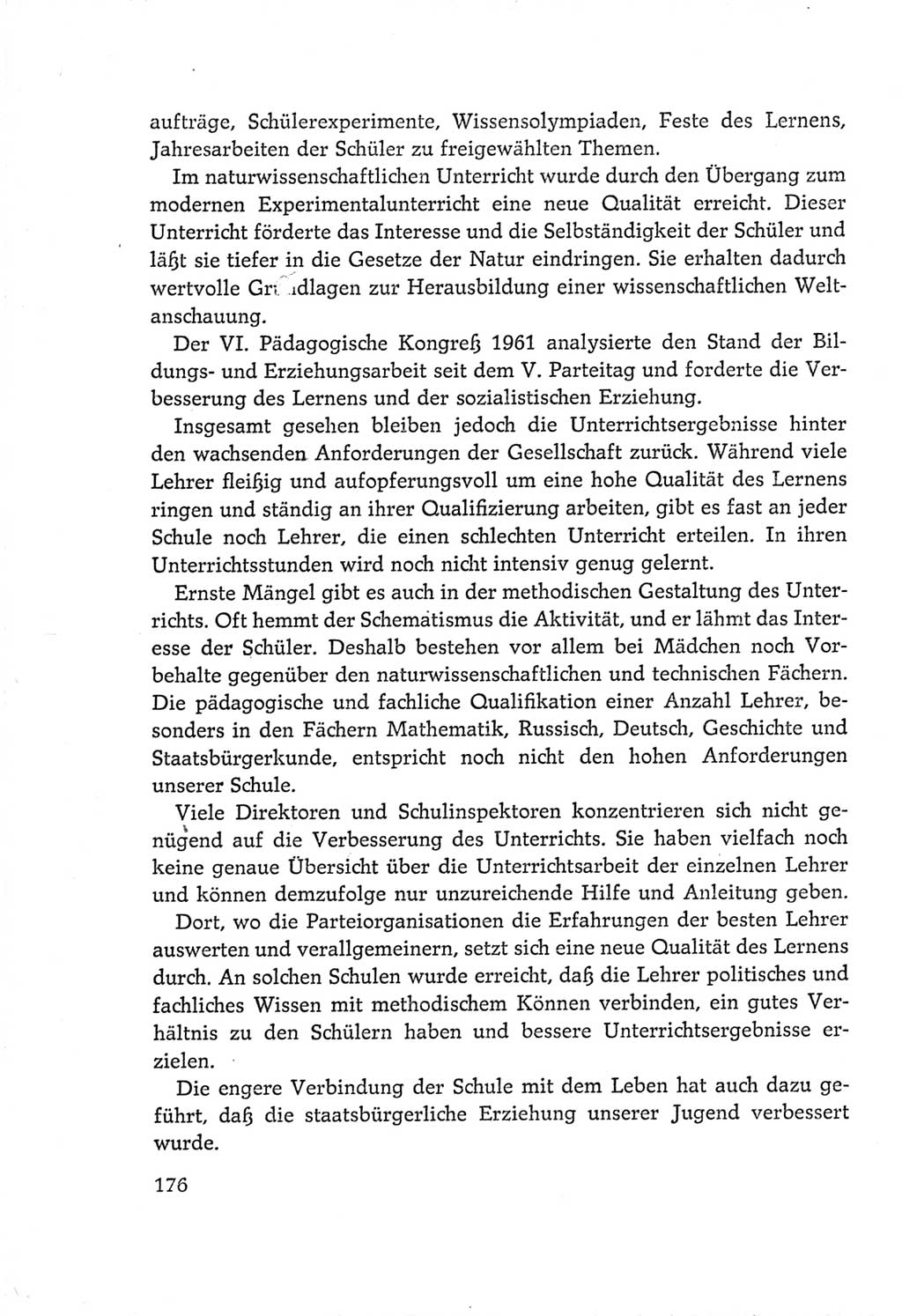 Protokoll der Verhandlungen des Ⅵ. Parteitages der Sozialistischen Einheitspartei Deutschlands (SED) [Deutsche Demokratische Republik (DDR)] 1963, Band Ⅳ, Seite 176 (Prot. Verh. Ⅵ. PT SED DDR 1963, Bd. Ⅳ, S. 176)