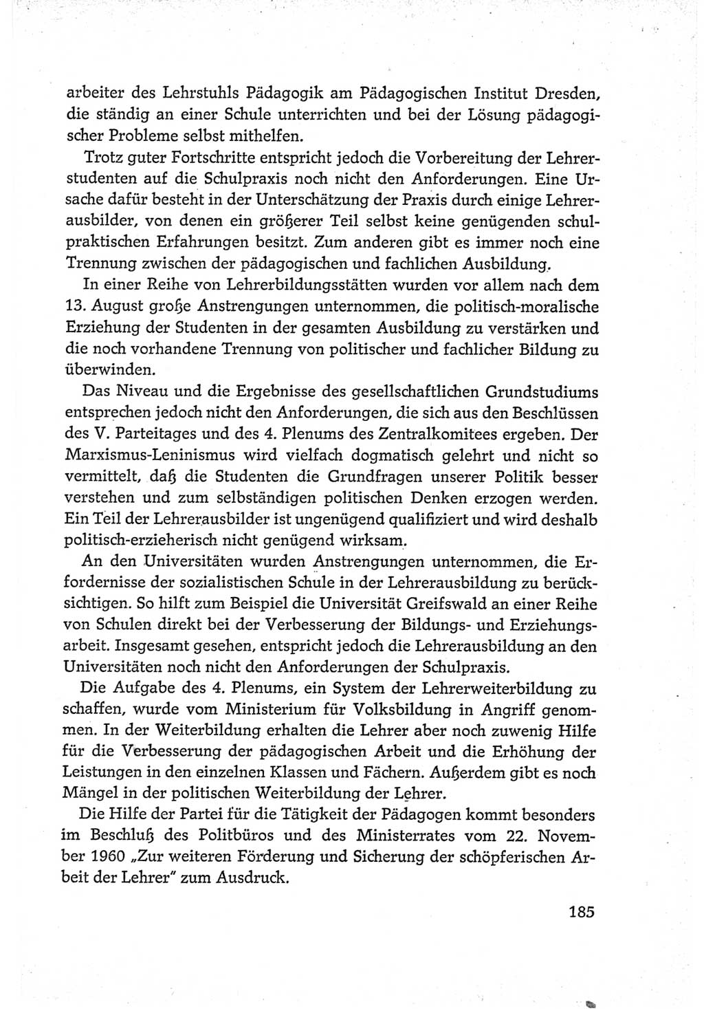 Protokoll der Verhandlungen des Ⅵ. Parteitages der Sozialistischen Einheitspartei Deutschlands (SED) [Deutsche Demokratische Republik (DDR)] 1963, Band Ⅳ, Seite 185 (Prot. Verh. Ⅵ. PT SED DDR 1963, Bd. Ⅳ, S. 185)