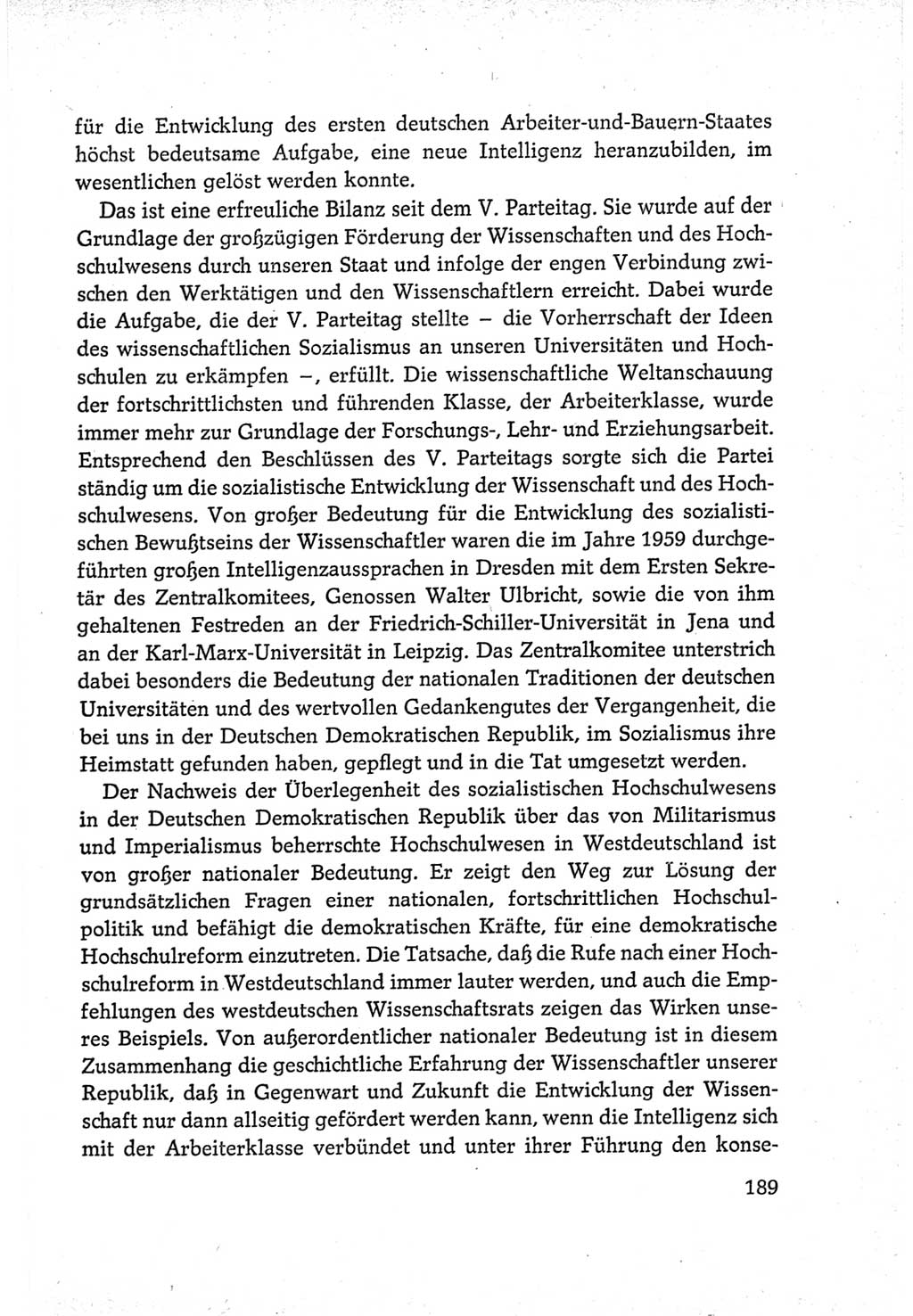 Protokoll der Verhandlungen des Ⅵ. Parteitages der Sozialistischen Einheitspartei Deutschlands (SED) [Deutsche Demokratische Republik (DDR)] 1963, Band Ⅳ, Seite 189 (Prot. Verh. Ⅵ. PT SED DDR 1963, Bd. Ⅳ, S. 189)