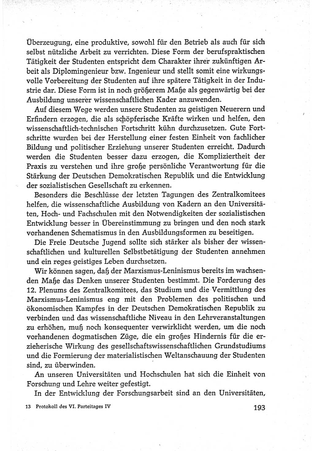 Protokoll der Verhandlungen des Ⅵ. Parteitages der Sozialistischen Einheitspartei Deutschlands (SED) [Deutsche Demokratische Republik (DDR)] 1963, Band Ⅳ, Seite 193 (Prot. Verh. Ⅵ. PT SED DDR 1963, Bd. Ⅳ, S. 193)