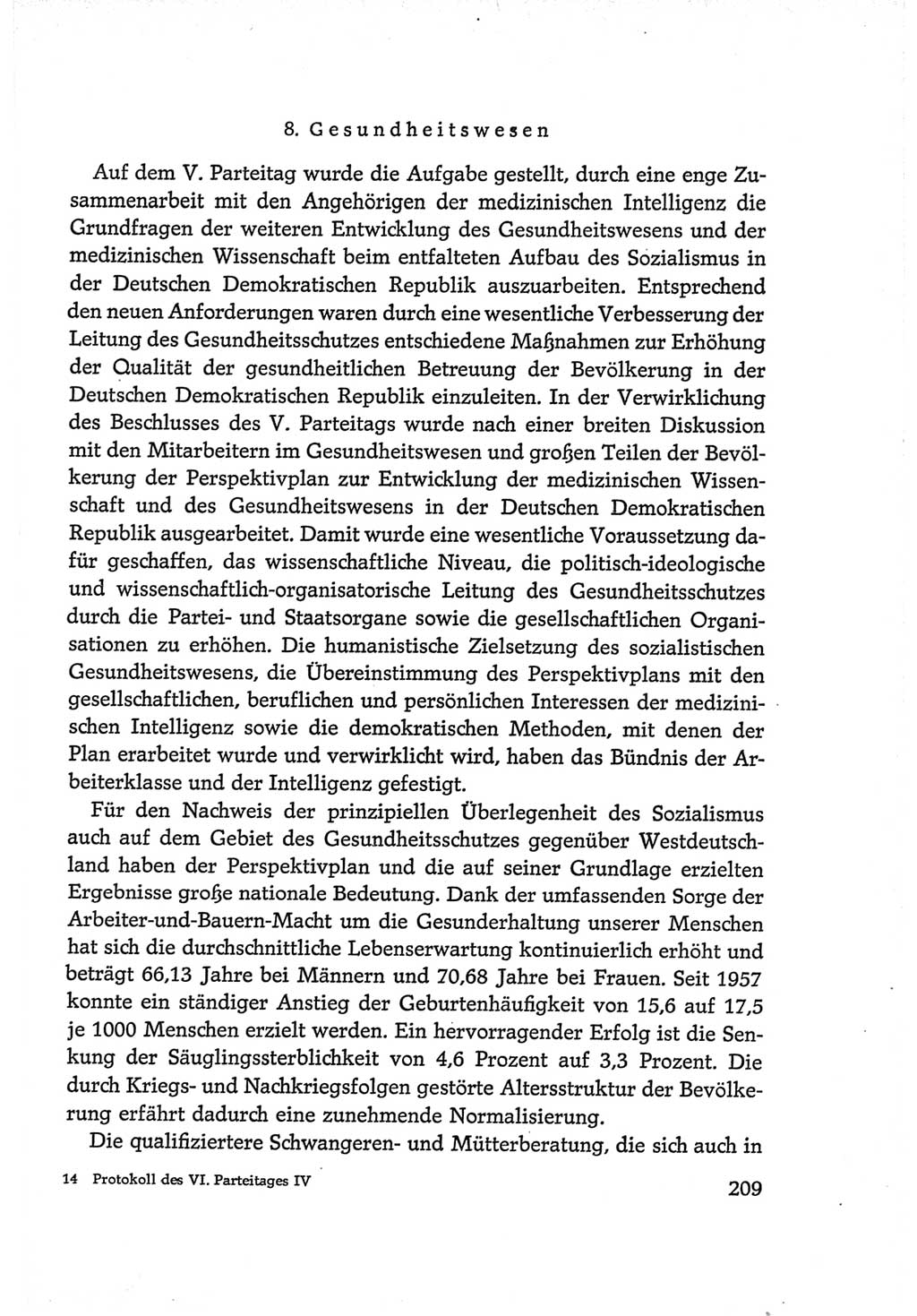 Protokoll der Verhandlungen des Ⅵ. Parteitages der Sozialistischen Einheitspartei Deutschlands (SED) [Deutsche Demokratische Republik (DDR)] 1963, Band Ⅳ, Seite 209 (Prot. Verh. Ⅵ. PT SED DDR 1963, Bd. Ⅳ, S. 209)
