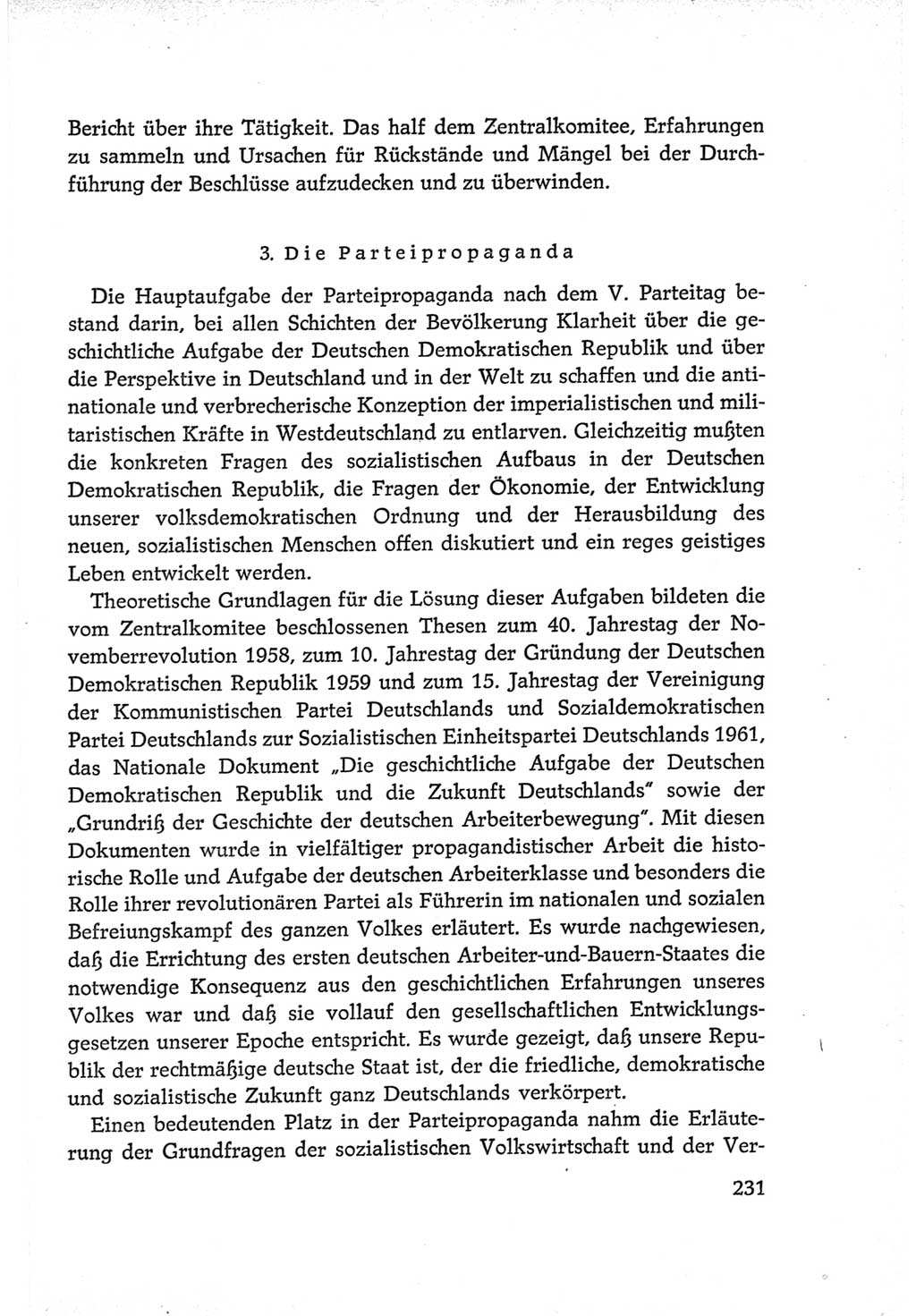 Protokoll der Verhandlungen des Ⅵ. Parteitages der Sozialistischen Einheitspartei Deutschlands (SED) [Deutsche Demokratische Republik (DDR)] 1963, Band Ⅳ, Seite 231 (Prot. Verh. Ⅵ. PT SED DDR 1963, Bd. Ⅳ, S. 231)