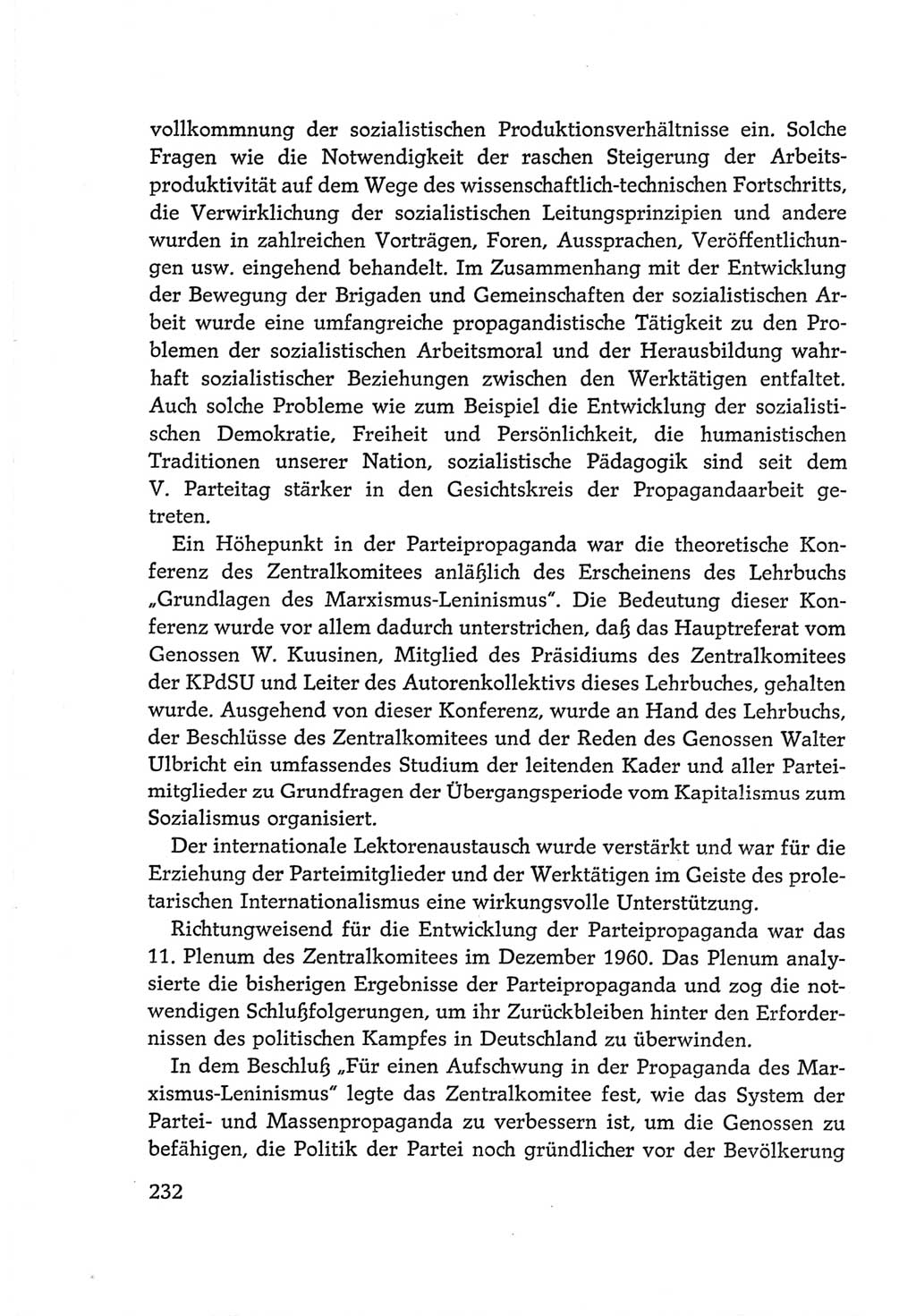 Protokoll der Verhandlungen des Ⅵ. Parteitages der Sozialistischen Einheitspartei Deutschlands (SED) [Deutsche Demokratische Republik (DDR)] 1963, Band Ⅳ, Seite 232 (Prot. Verh. Ⅵ. PT SED DDR 1963, Bd. Ⅳ, S. 232)