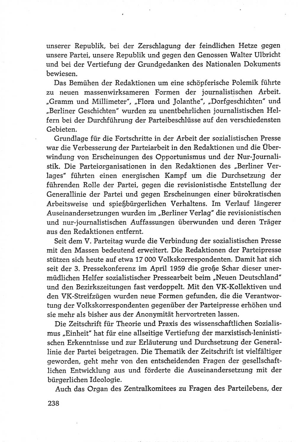 Protokoll der Verhandlungen des Ⅵ. Parteitages der Sozialistischen Einheitspartei Deutschlands (SED) [Deutsche Demokratische Republik (DDR)] 1963, Band Ⅳ, Seite 238 (Prot. Verh. Ⅵ. PT SED DDR 1963, Bd. Ⅳ, S. 238)