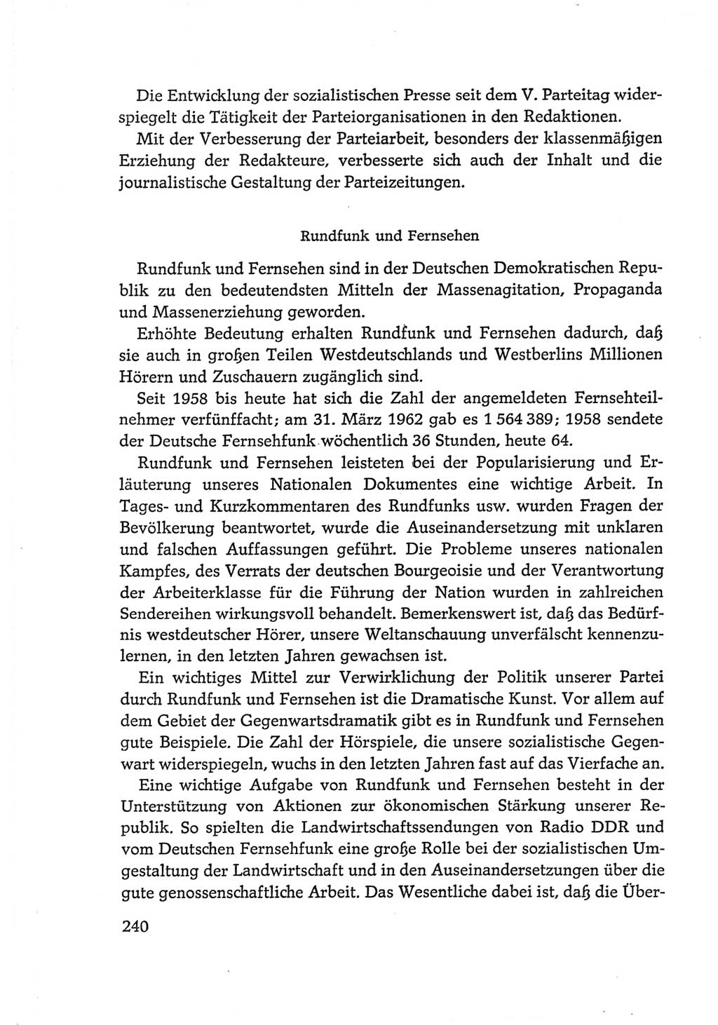 Protokoll der Verhandlungen des Ⅵ. Parteitages der Sozialistischen Einheitspartei Deutschlands (SED) [Deutsche Demokratische Republik (DDR)] 1963, Band Ⅳ, Seite 240 (Prot. Verh. Ⅵ. PT SED DDR 1963, Bd. Ⅳ, S. 240)