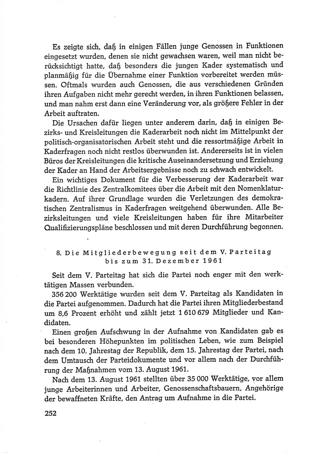 Protokoll der Verhandlungen des Ⅵ. Parteitages der Sozialistischen Einheitspartei Deutschlands (SED) [Deutsche Demokratische Republik (DDR)] 1963, Band Ⅳ, Seite 252 (Prot. Verh. Ⅵ. PT SED DDR 1963, Bd. Ⅳ, S. 252)