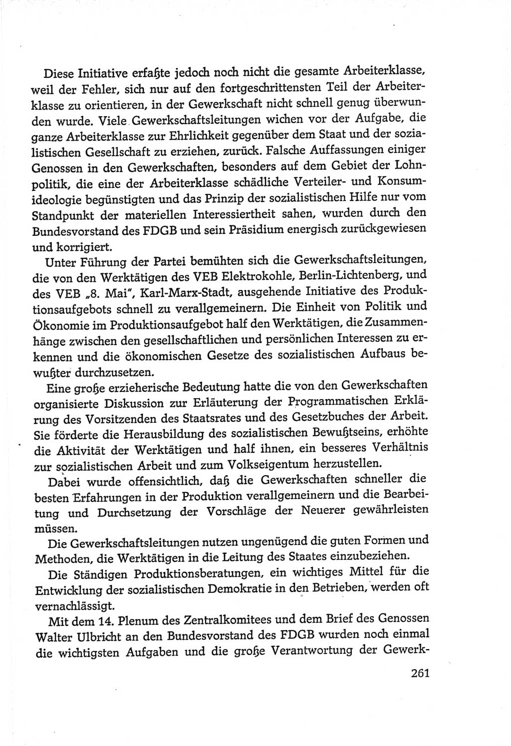 Protokoll der Verhandlungen des Ⅵ. Parteitages der Sozialistischen Einheitspartei Deutschlands (SED) [Deutsche Demokratische Republik (DDR)] 1963, Band Ⅳ, Seite 261 (Prot. Verh. Ⅵ. PT SED DDR 1963, Bd. Ⅳ, S. 261)