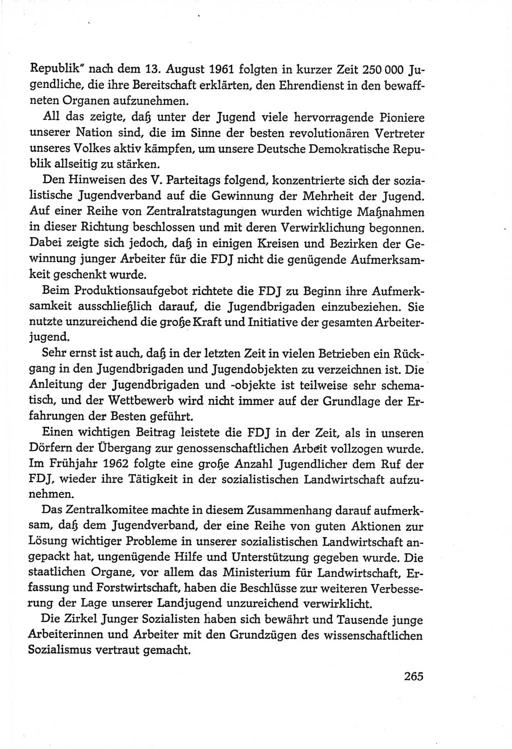 Protokoll der Verhandlungen des Ⅵ. Parteitages der Sozialistischen Einheitspartei Deutschlands (SED) [Deutsche Demokratische Republik (DDR)] 1963, Band Ⅳ, Seite 265 (Prot. Verh. Ⅵ. PT SED DDR 1963, Bd. Ⅳ, S. 265)