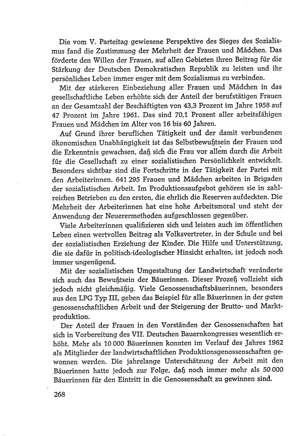 Protokoll der Verhandlungen des Ⅵ. Parteitages der Sozialistischen Einheitspartei Deutschlands (SED) [Deutsche Demokratische Republik (DDR)] 1963, Band Ⅳ, Seite 268 (Prot. Verh. Ⅵ. PT SED DDR 1963, Bd. Ⅳ, S. 268)