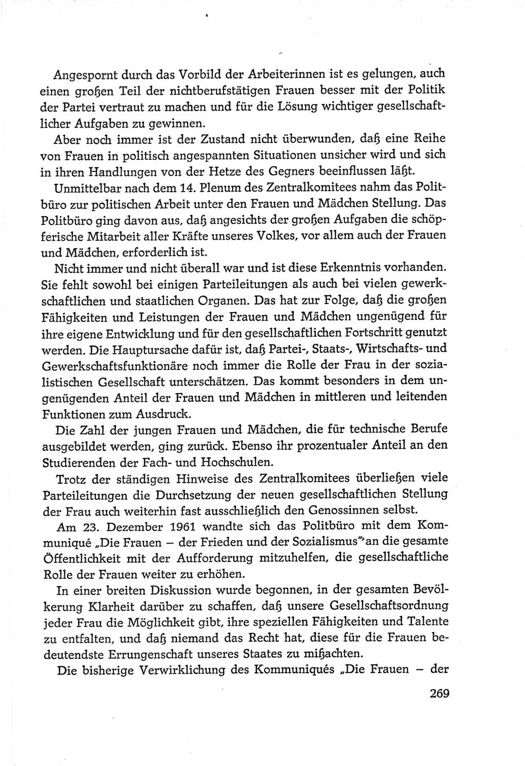Protokoll der Verhandlungen des Ⅵ. Parteitages der Sozialistischen Einheitspartei Deutschlands (SED) [Deutsche Demokratische Republik (DDR)] 1963, Band Ⅳ, Seite 269 (Prot. Verh. Ⅵ. PT SED DDR 1963, Bd. Ⅳ, S. 269)