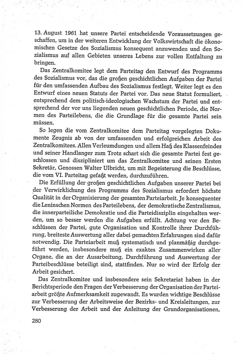 Protokoll der Verhandlungen des Ⅵ. Parteitages der Sozialistischen Einheitspartei Deutschlands (SED) [Deutsche Demokratische Republik (DDR)] 1963, Band Ⅳ, Seite 280 (Prot. Verh. Ⅵ. PT SED DDR 1963, Bd. Ⅳ, S. 280)
