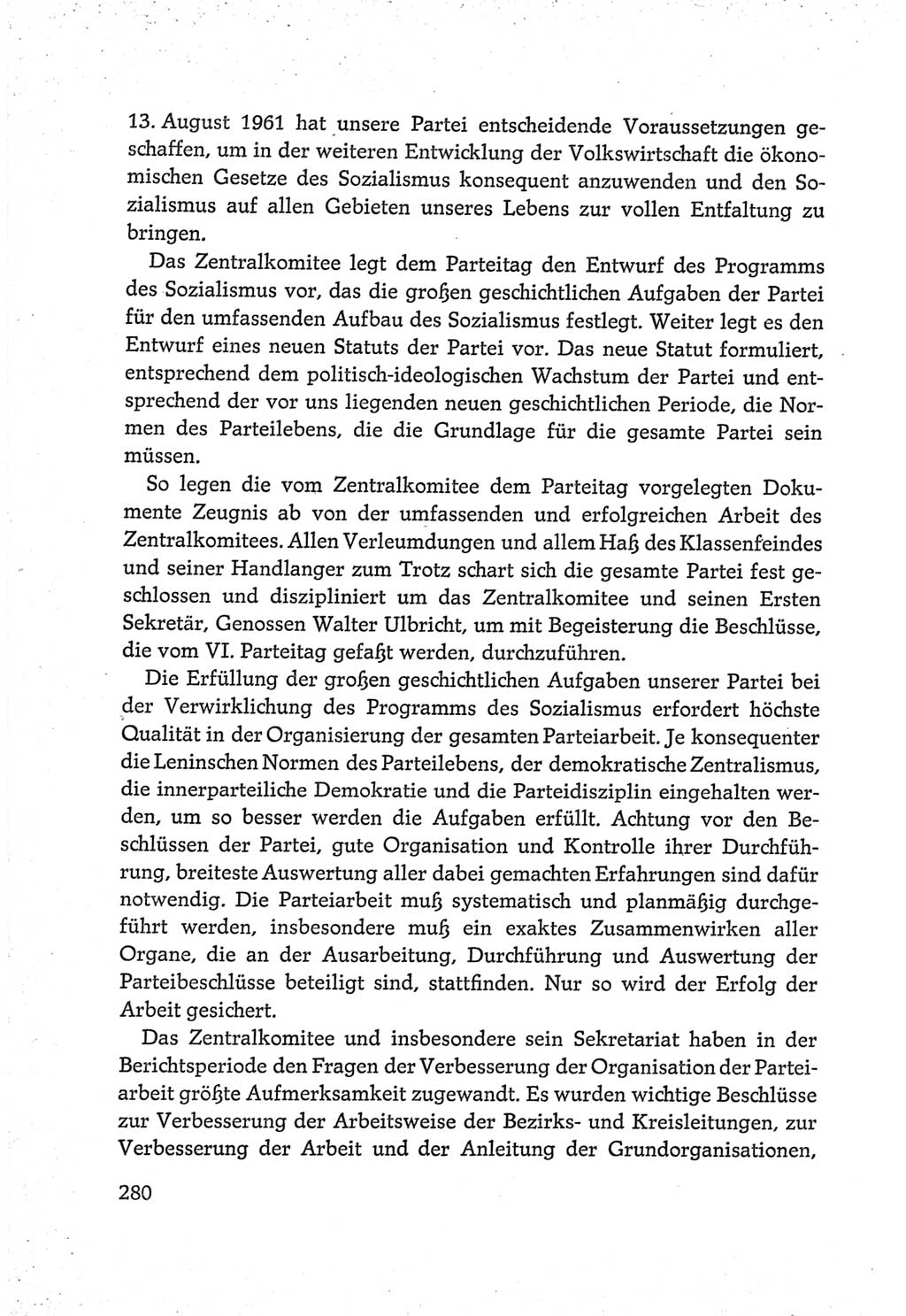 Protokoll der Verhandlungen des Ⅵ. Parteitages der Sozialistischen Einheitspartei Deutschlands (SED) [Deutsche Demokratische Republik (DDR)] 1963, Band Ⅳ, Seite 280 (Prot. Verh. Ⅵ. PT SED DDR 1963, Bd. Ⅳ, S. 280)