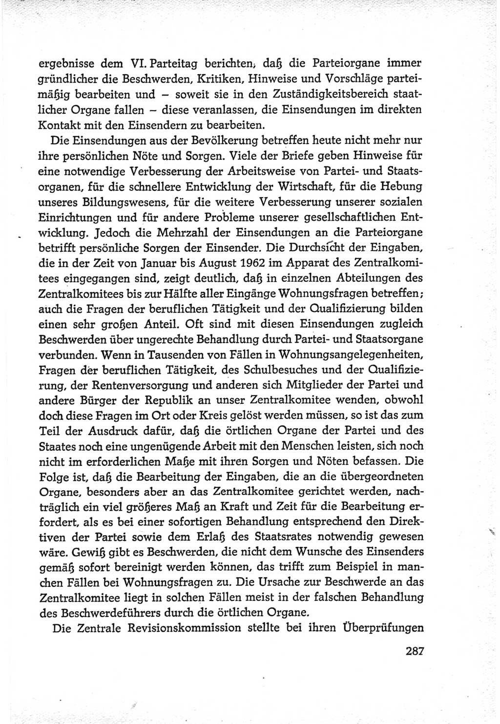 Protokoll der Verhandlungen des Ⅵ. Parteitages der Sozialistischen Einheitspartei Deutschlands (SED) [Deutsche Demokratische Republik (DDR)] 1963, Band Ⅳ, Seite 287 (Prot. Verh. Ⅵ. PT SED DDR 1963, Bd. Ⅳ, S. 287)