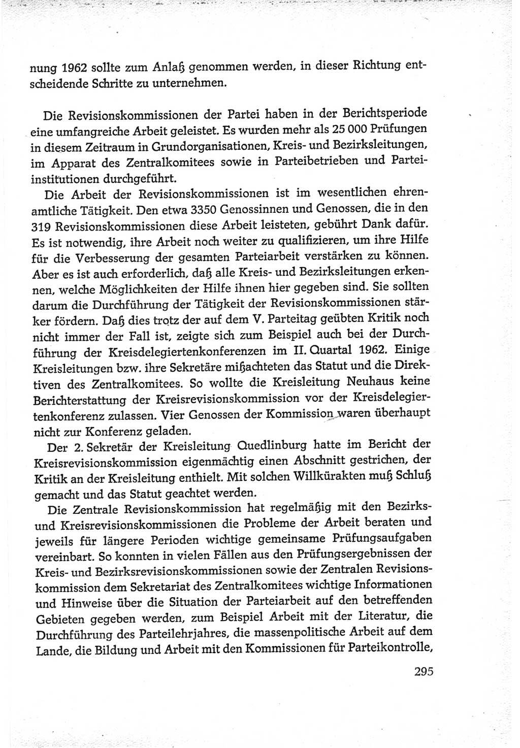 Protokoll der Verhandlungen des Ⅵ. Parteitages der Sozialistischen Einheitspartei Deutschlands (SED) [Deutsche Demokratische Republik (DDR)] 1963, Band Ⅳ, Seite 295 (Prot. Verh. Ⅵ. PT SED DDR 1963, Bd. Ⅳ, S. 295)