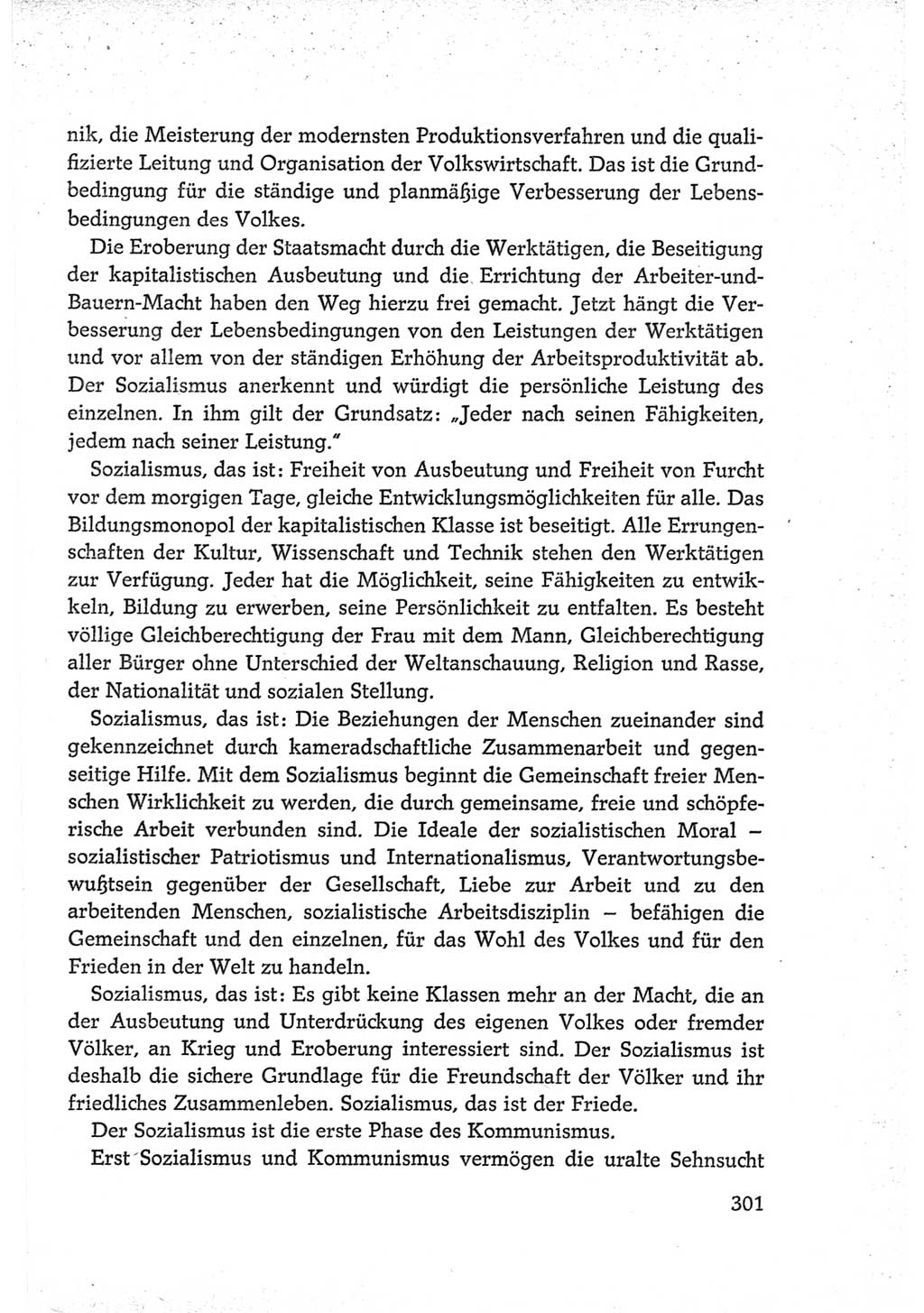 Protokoll der Verhandlungen des Ⅵ. Parteitages der Sozialistischen Einheitspartei Deutschlands (SED) [Deutsche Demokratische Republik (DDR)] 1963, Band Ⅳ, Seite 301 (Prot. Verh. Ⅵ. PT SED DDR 1963, Bd. Ⅳ, S. 301)