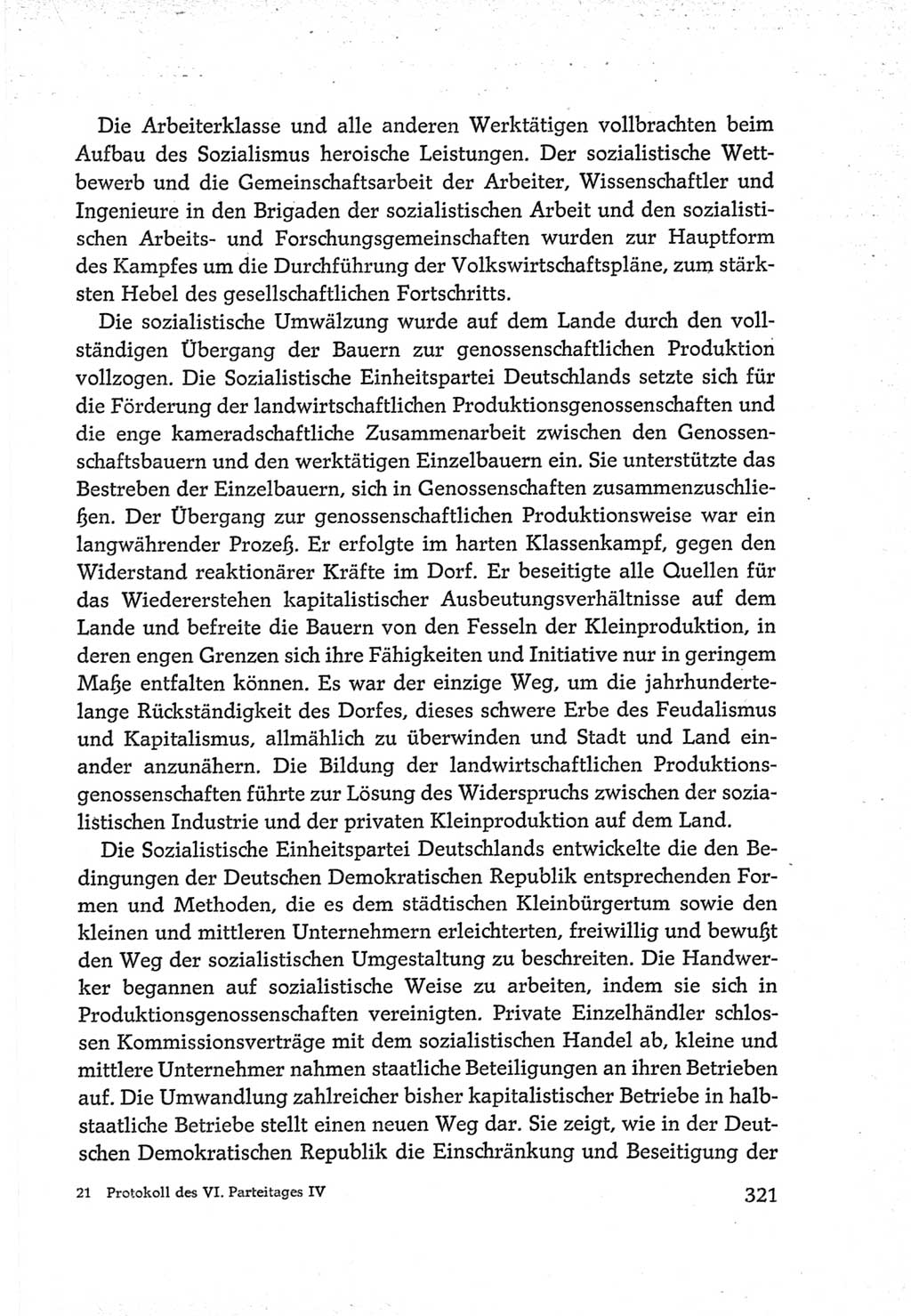 Protokoll der Verhandlungen des Ⅵ. Parteitages der Sozialistischen Einheitspartei Deutschlands (SED) [Deutsche Demokratische Republik (DDR)] 1963, Band Ⅳ, Seite 321 (Prot. Verh. Ⅵ. PT SED DDR 1963, Bd. Ⅳ, S. 321)