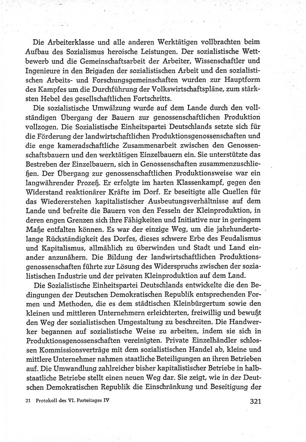 Protokoll der Verhandlungen des Ⅵ. Parteitages der Sozialistischen Einheitspartei Deutschlands (SED) [Deutsche Demokratische Republik (DDR)] 1963, Band Ⅳ, Seite 321 (Prot. Verh. Ⅵ. PT SED DDR 1963, Bd. Ⅳ, S. 321)