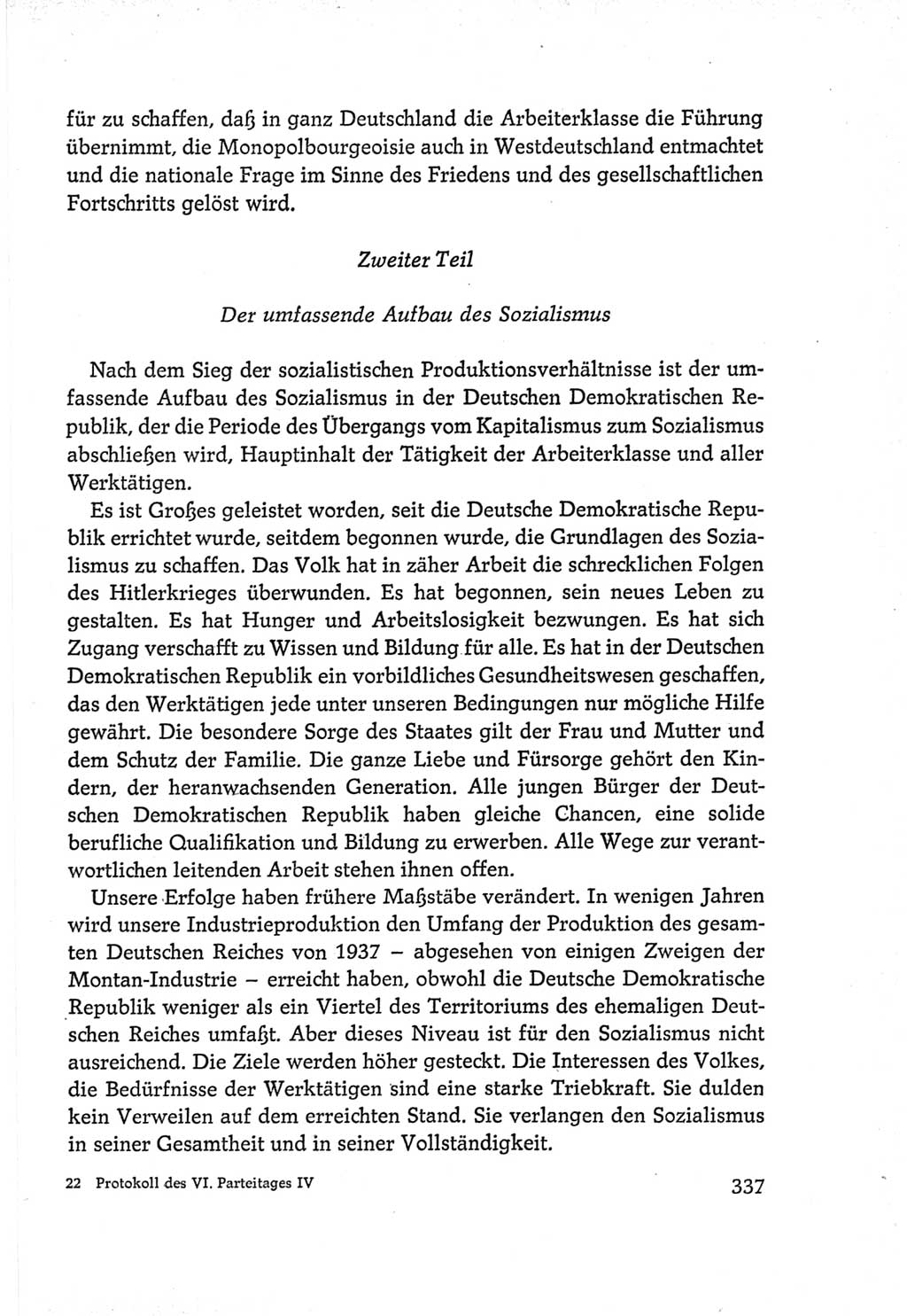 Protokoll der Verhandlungen des Ⅵ. Parteitages der Sozialistischen Einheitspartei Deutschlands (SED) [Deutsche Demokratische Republik (DDR)] 1963, Band Ⅳ, Seite 337 (Prot. Verh. Ⅵ. PT SED DDR 1963, Bd. Ⅳ, S. 337)