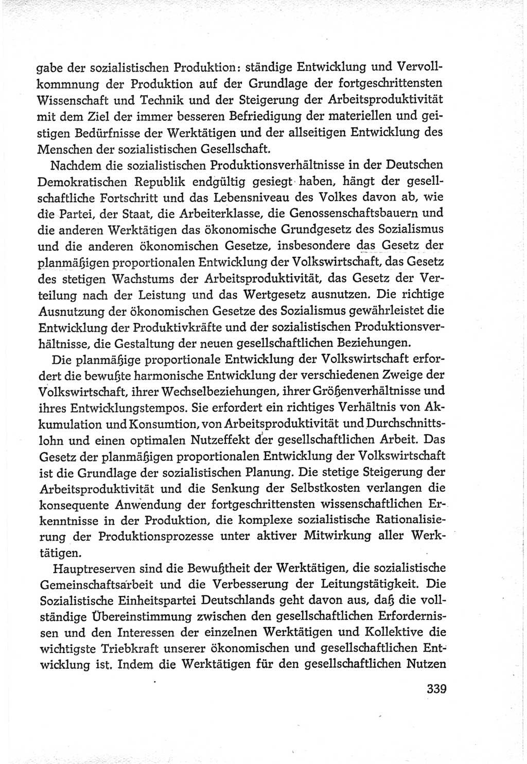 Protokoll der Verhandlungen des Ⅵ. Parteitages der Sozialistischen Einheitspartei Deutschlands (SED) [Deutsche Demokratische Republik (DDR)] 1963, Band Ⅳ, Seite 339 (Prot. Verh. Ⅵ. PT SED DDR 1963, Bd. Ⅳ, S. 339)