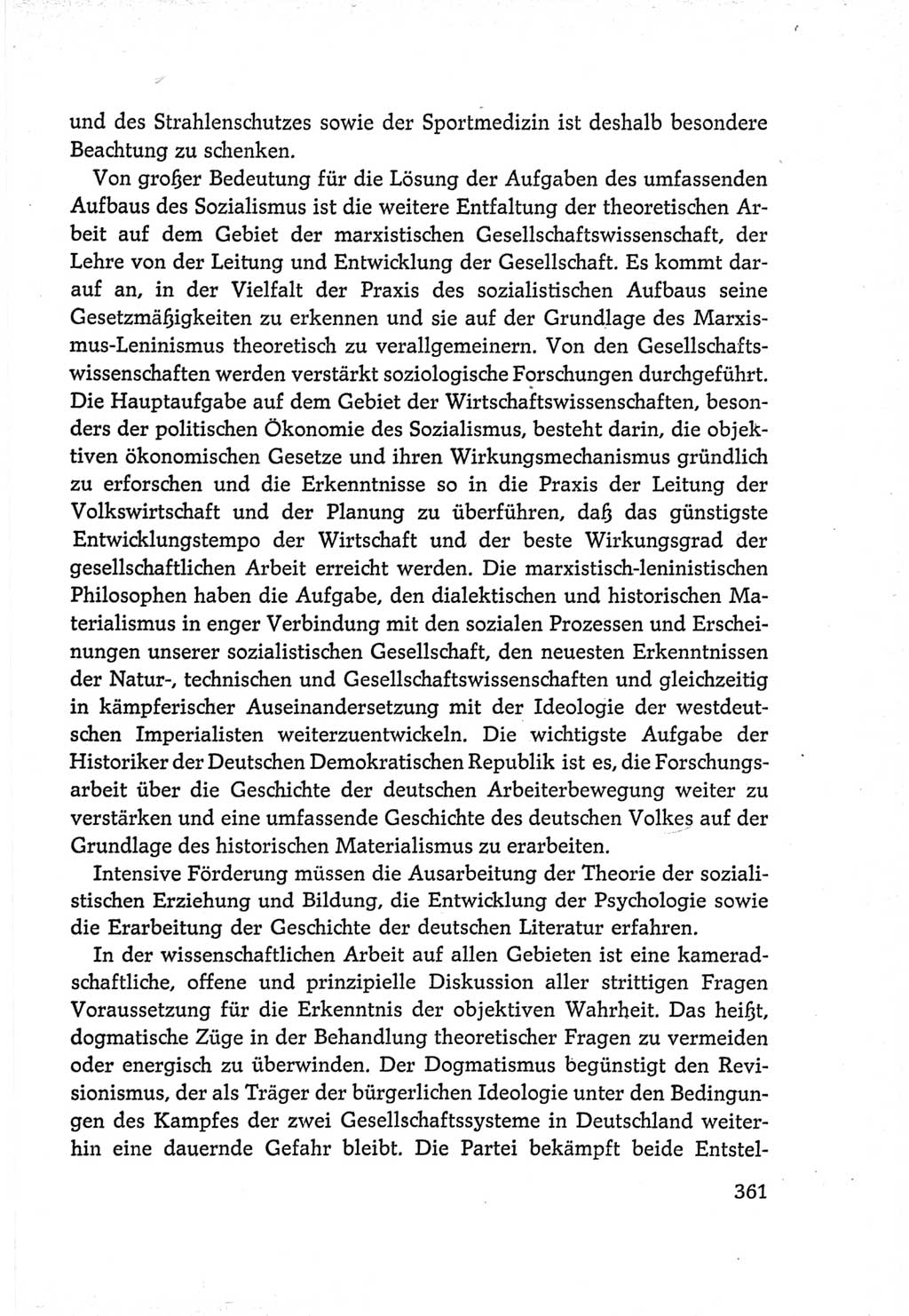 Protokoll der Verhandlungen des Ⅵ. Parteitages der Sozialistischen Einheitspartei Deutschlands (SED) [Deutsche Demokratische Republik (DDR)] 1963, Band Ⅳ, Seite 361 (Prot. Verh. Ⅵ. PT SED DDR 1963, Bd. Ⅳ, S. 361)