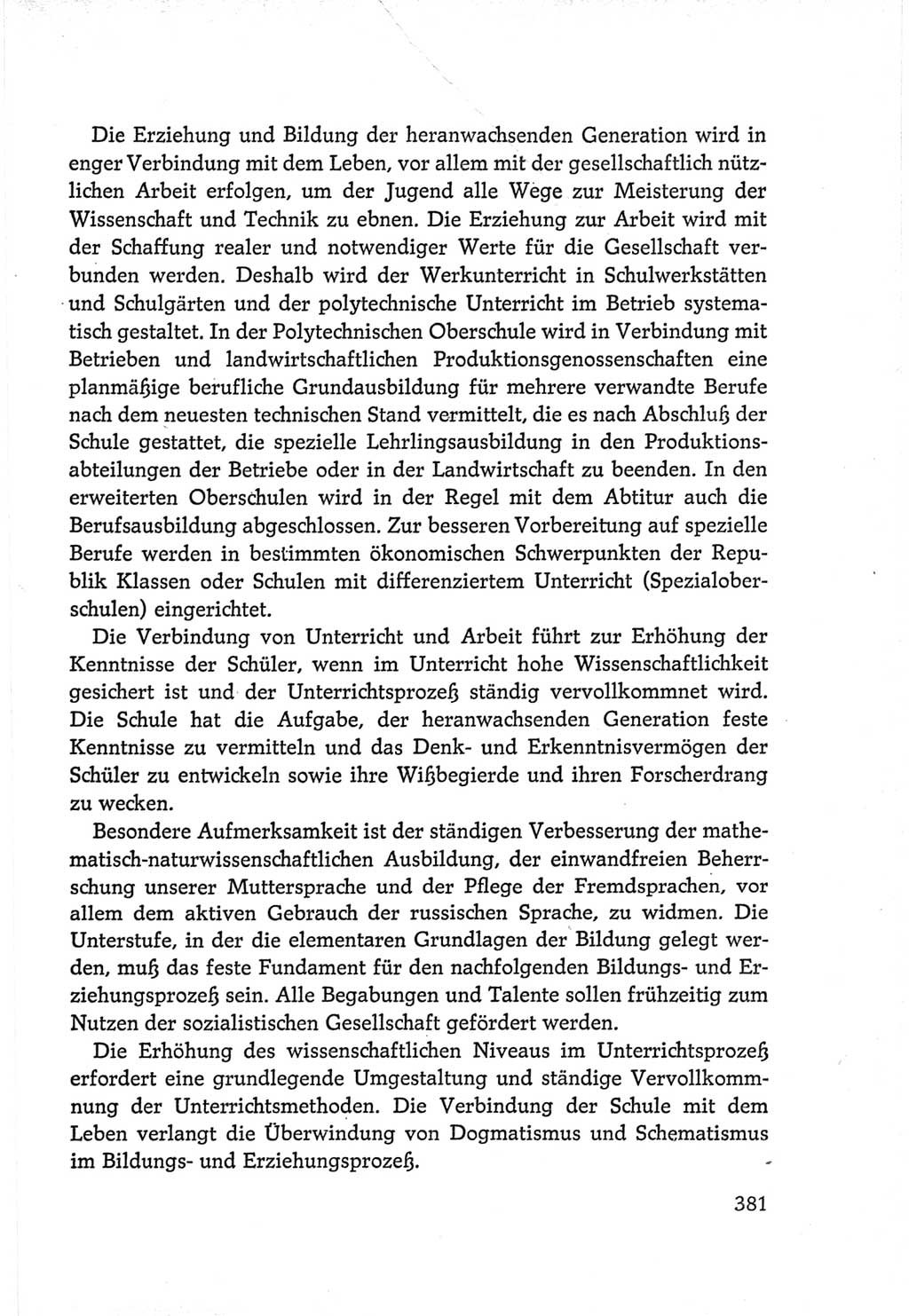 Protokoll der Verhandlungen des Ⅵ. Parteitages der Sozialistischen Einheitspartei Deutschlands (SED) [Deutsche Demokratische Republik (DDR)] 1963, Band Ⅳ, Seite 381 (Prot. Verh. Ⅵ. PT SED DDR 1963, Bd. Ⅳ, S. 381)
