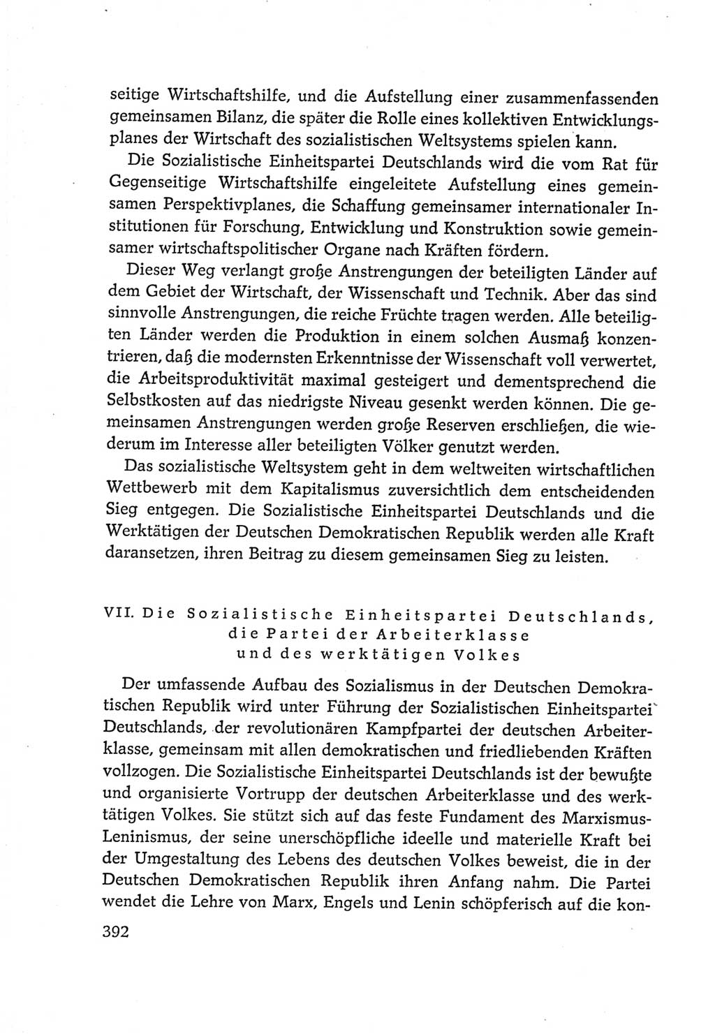 Protokoll der Verhandlungen des Ⅵ. Parteitages der Sozialistischen Einheitspartei Deutschlands (SED) [Deutsche Demokratische Republik (DDR)] 1963, Band Ⅳ, Seite 392 (Prot. Verh. Ⅵ. PT SED DDR 1963, Bd. Ⅳ, S. 392)