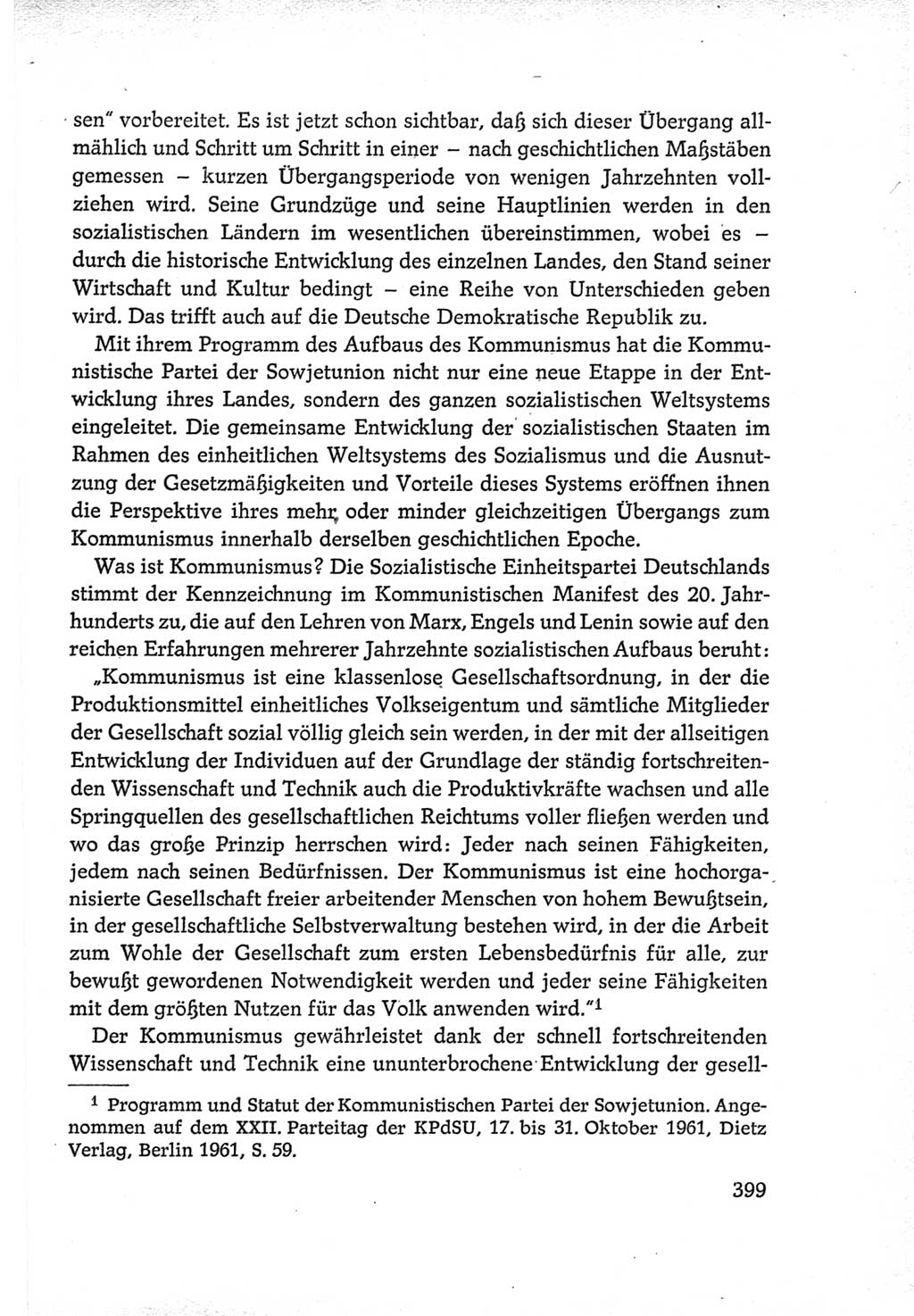 Protokoll der Verhandlungen des Ⅵ. Parteitages der Sozialistischen Einheitspartei Deutschlands (SED) [Deutsche Demokratische Republik (DDR)] 1963, Band Ⅳ, Seite 399 (Prot. Verh. Ⅵ. PT SED DDR 1963, Bd. Ⅳ, S. 399)