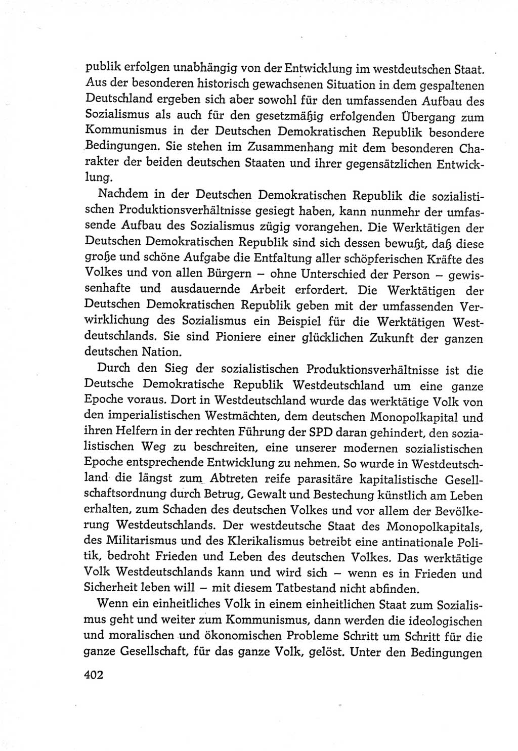 Protokoll der Verhandlungen des Ⅵ. Parteitages der Sozialistischen Einheitspartei Deutschlands (SED) [Deutsche Demokratische Republik (DDR)] 1963, Band Ⅳ, Seite 402 (Prot. Verh. Ⅵ. PT SED DDR 1963, Bd. Ⅳ, S. 402)