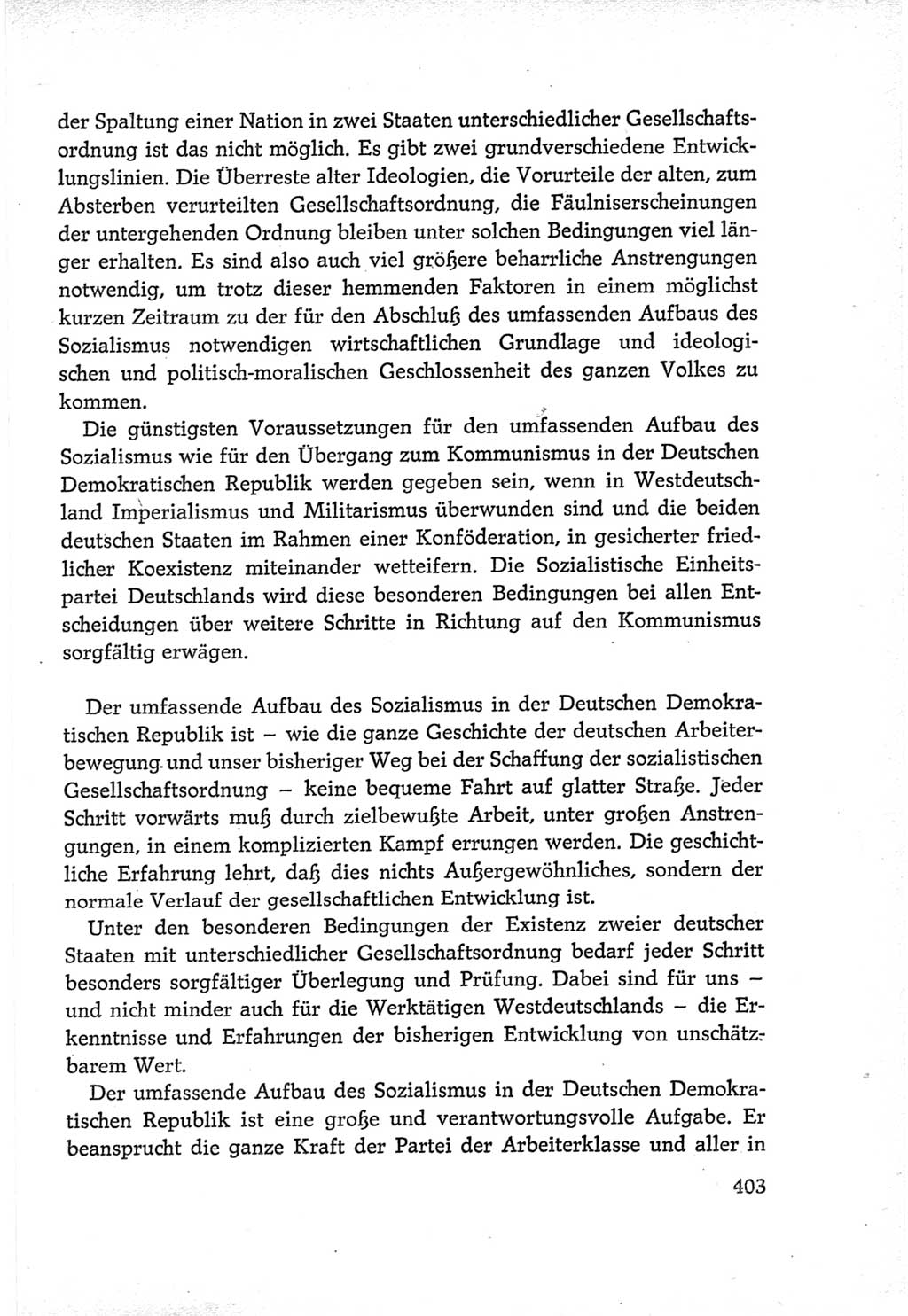 Protokoll der Verhandlungen des Ⅵ. Parteitages der Sozialistischen Einheitspartei Deutschlands (SED) [Deutsche Demokratische Republik (DDR)] 1963, Band Ⅳ, Seite 403 (Prot. Verh. Ⅵ. PT SED DDR 1963, Bd. Ⅳ, S. 403)