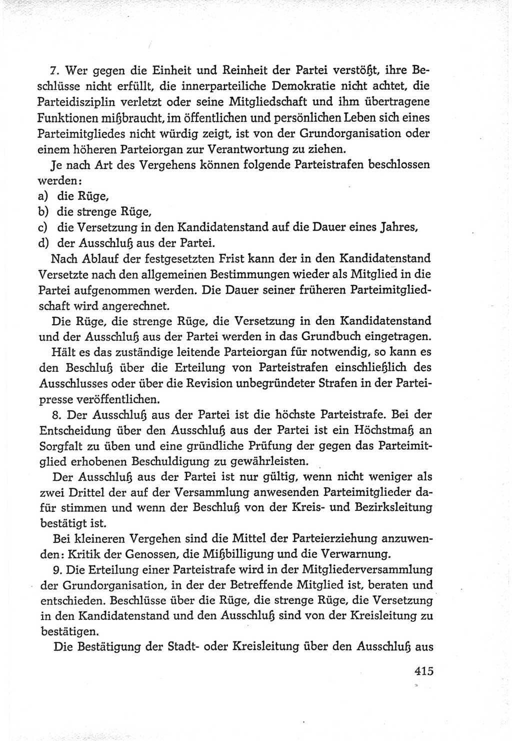 Protokoll der Verhandlungen des Ⅵ. Parteitages der Sozialistischen Einheitspartei Deutschlands (SED) [Deutsche Demokratische Republik (DDR)] 1963, Band Ⅳ, Seite 415 (Prot. Verh. Ⅵ. PT SED DDR 1963, Bd. Ⅳ, S. 415)