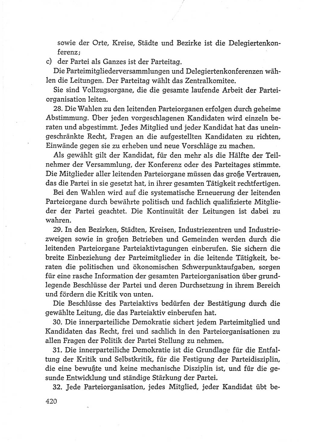 Protokoll der Verhandlungen des Ⅵ. Parteitages der Sozialistischen Einheitspartei Deutschlands (SED) [Deutsche Demokratische Republik (DDR)] 1963, Band Ⅳ, Seite 420 (Prot. Verh. Ⅵ. PT SED DDR 1963, Bd. Ⅳ, S. 420)