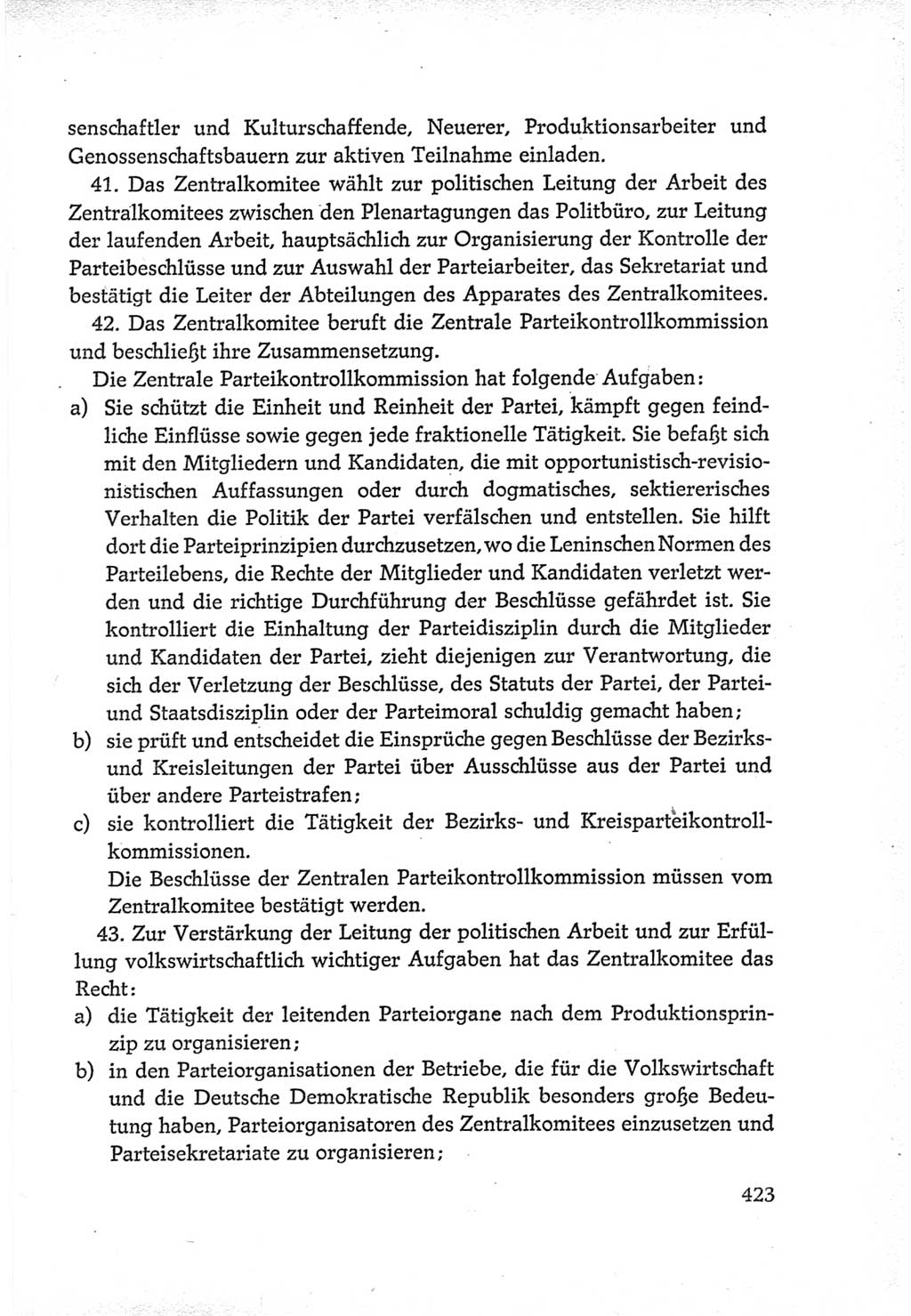 Protokoll der Verhandlungen des Ⅵ. Parteitages der Sozialistischen Einheitspartei Deutschlands (SED) [Deutsche Demokratische Republik (DDR)] 1963, Band Ⅳ, Seite 423 (Prot. Verh. Ⅵ. PT SED DDR 1963, Bd. Ⅳ, S. 423)