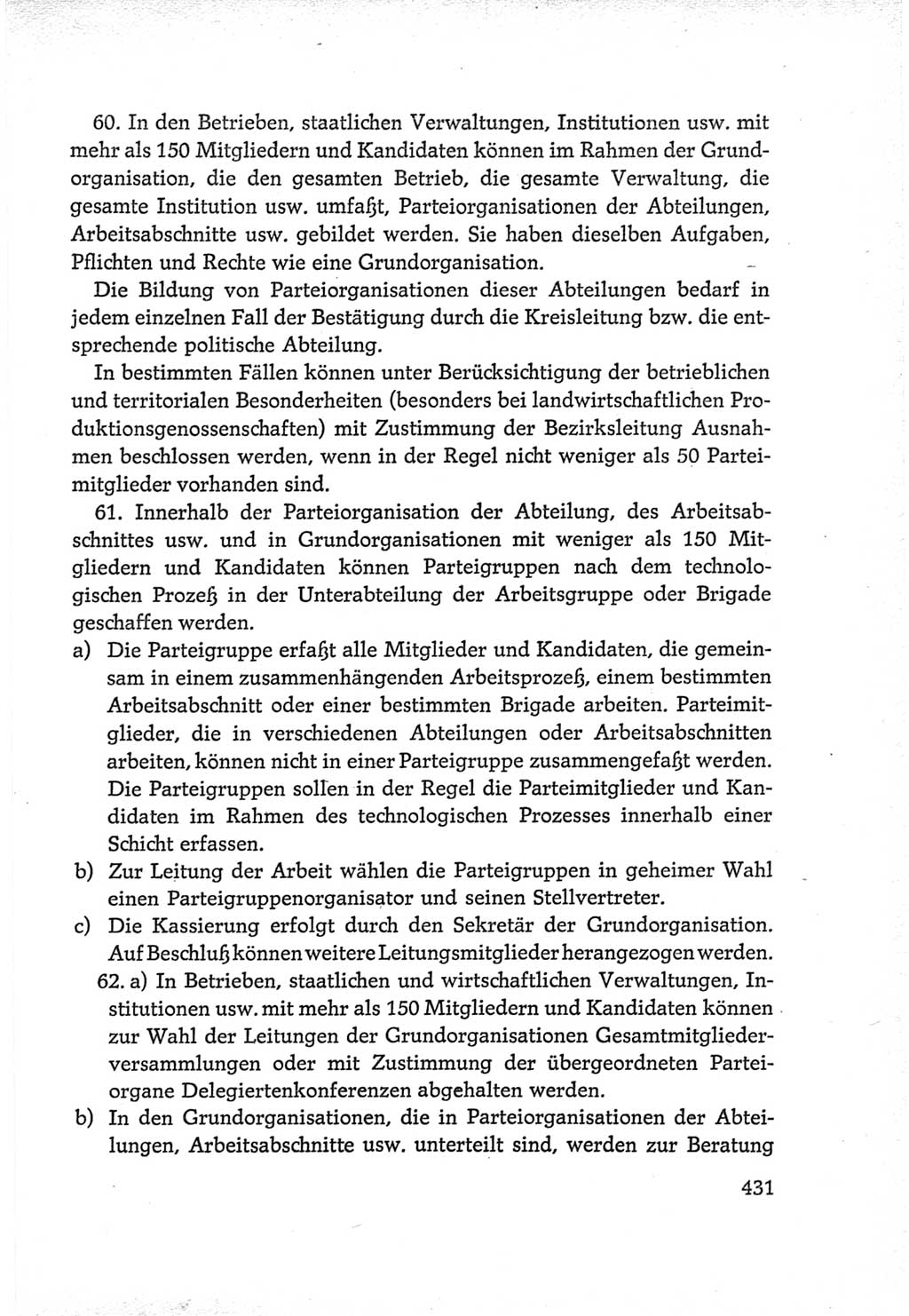 Protokoll der Verhandlungen des Ⅵ. Parteitages der Sozialistischen Einheitspartei Deutschlands (SED) [Deutsche Demokratische Republik (DDR)] 1963, Band Ⅳ, Seite 431 (Prot. Verh. Ⅵ. PT SED DDR 1963, Bd. Ⅳ, S. 431)