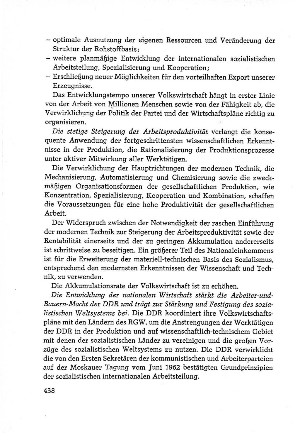 Protokoll der Verhandlungen des Ⅵ. Parteitages der Sozialistischen Einheitspartei Deutschlands (SED) [Deutsche Demokratische Republik (DDR)] 1963, Band Ⅳ, Seite 438 (Prot. Verh. Ⅵ. PT SED DDR 1963, Bd. Ⅳ, S. 438)