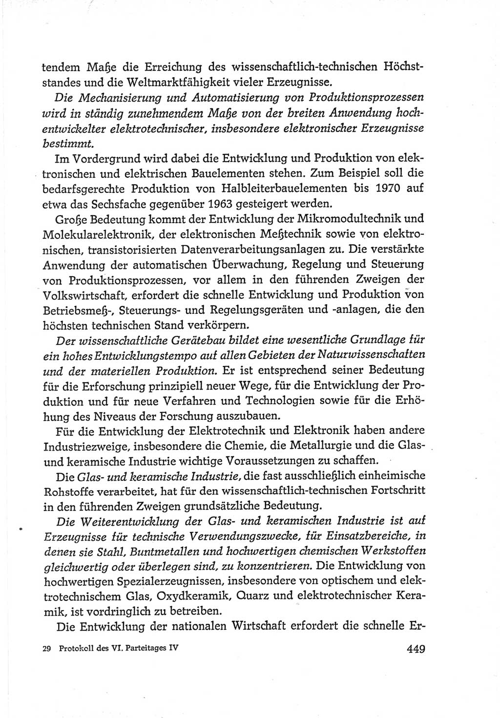 Protokoll der Verhandlungen des Ⅵ. Parteitages der Sozialistischen Einheitspartei Deutschlands (SED) [Deutsche Demokratische Republik (DDR)] 1963, Band Ⅳ, Seite 449 (Prot. Verh. Ⅵ. PT SED DDR 1963, Bd. Ⅳ, S. 449)